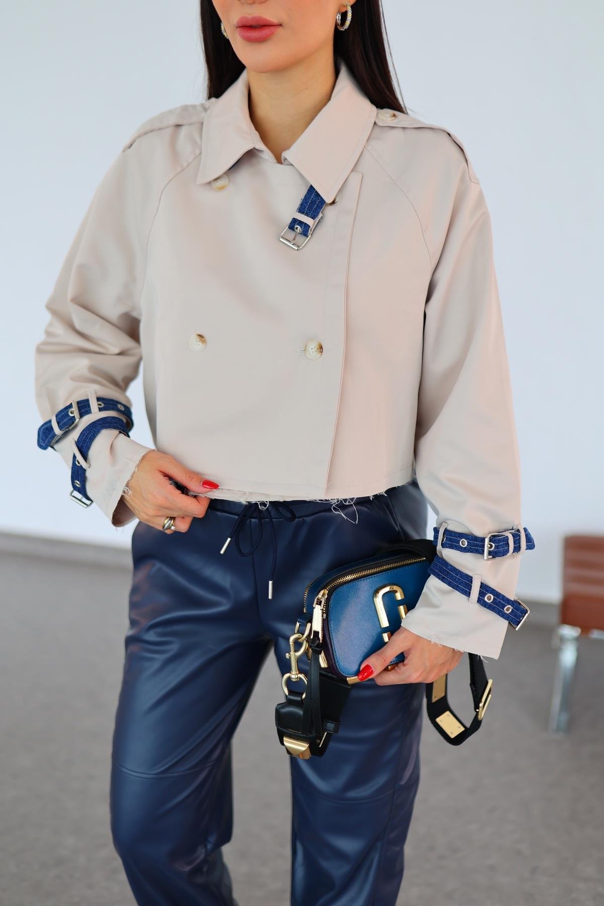Denim Garnili Crop Trenç