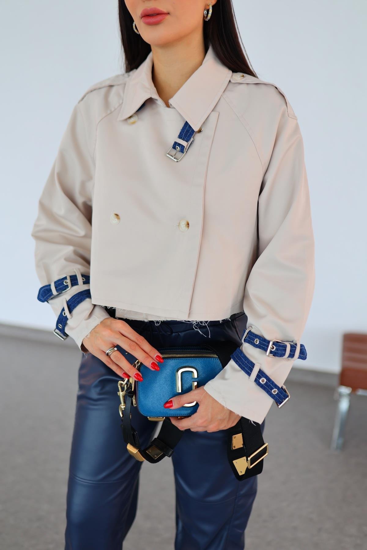 Denim Garnili Crop Trenç
