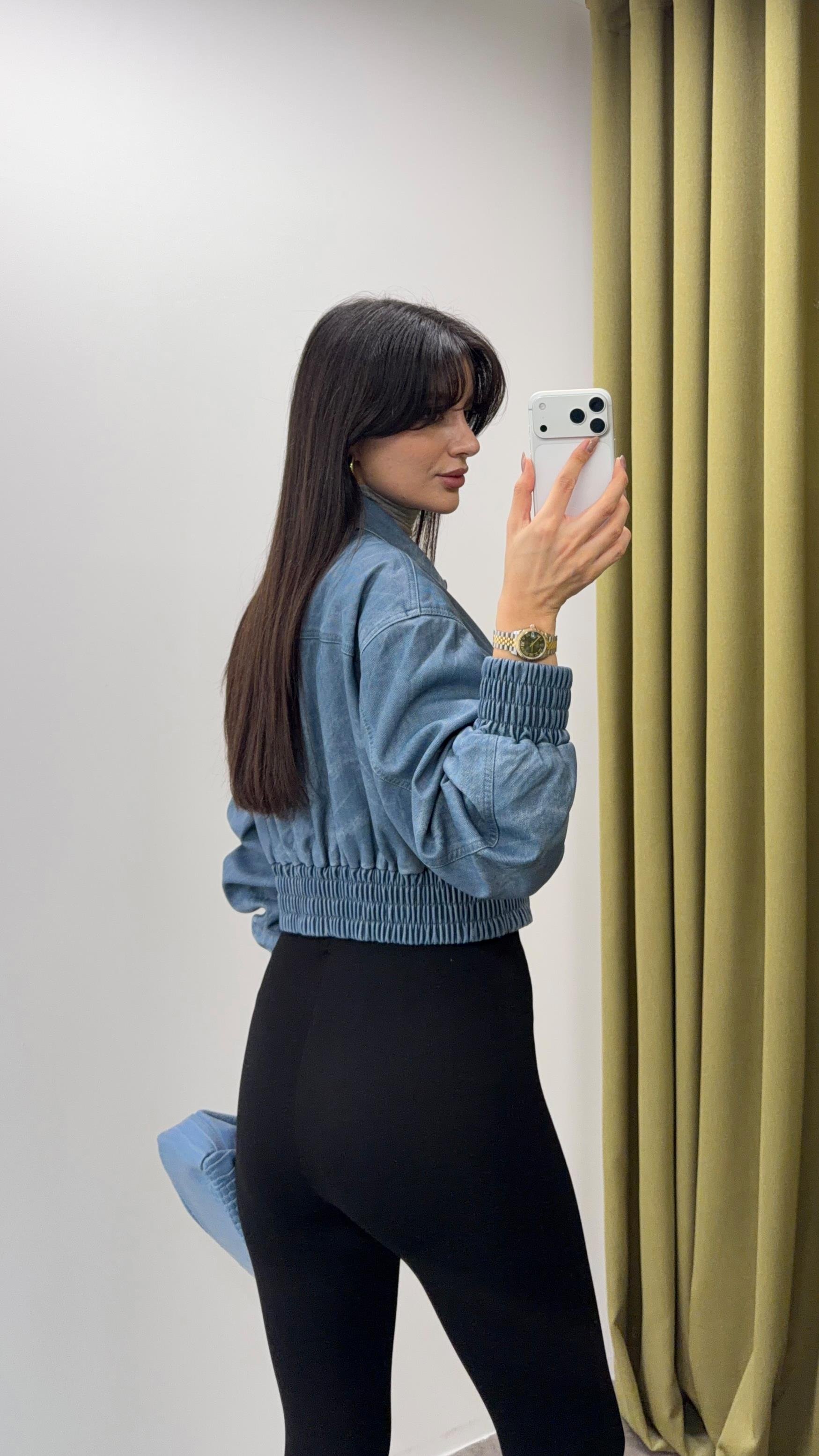 Denim Görünümlü Deri Ceket