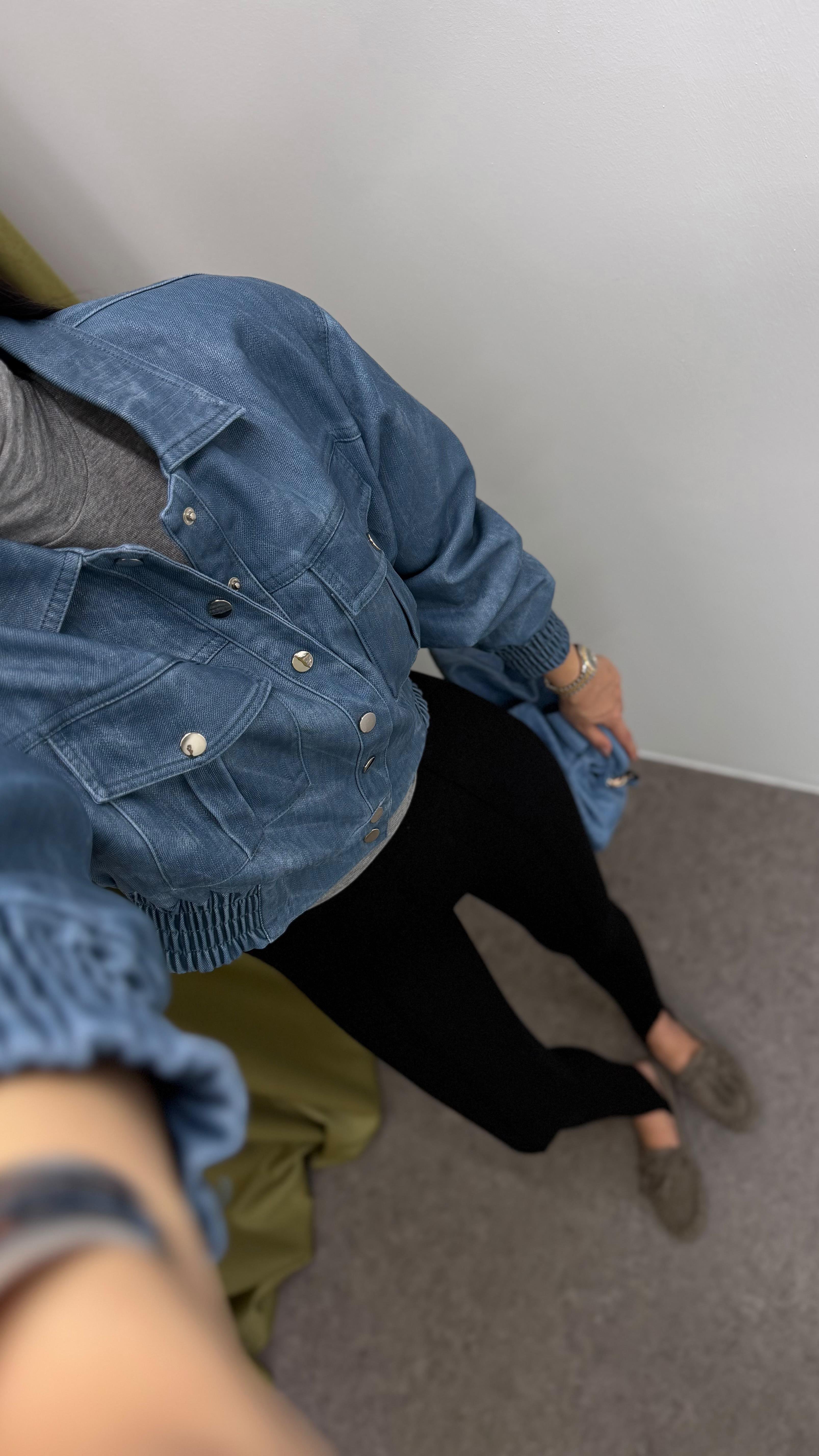 Denim Görünümlü Deri Ceket