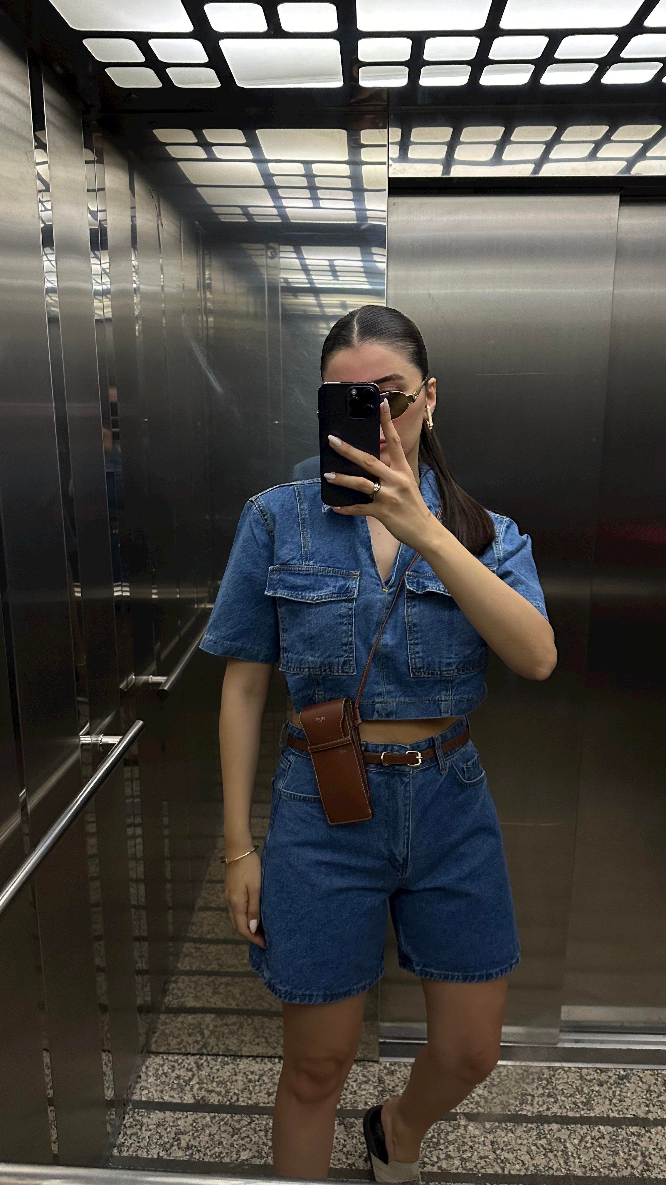 Denim Şort-Bluz Takım