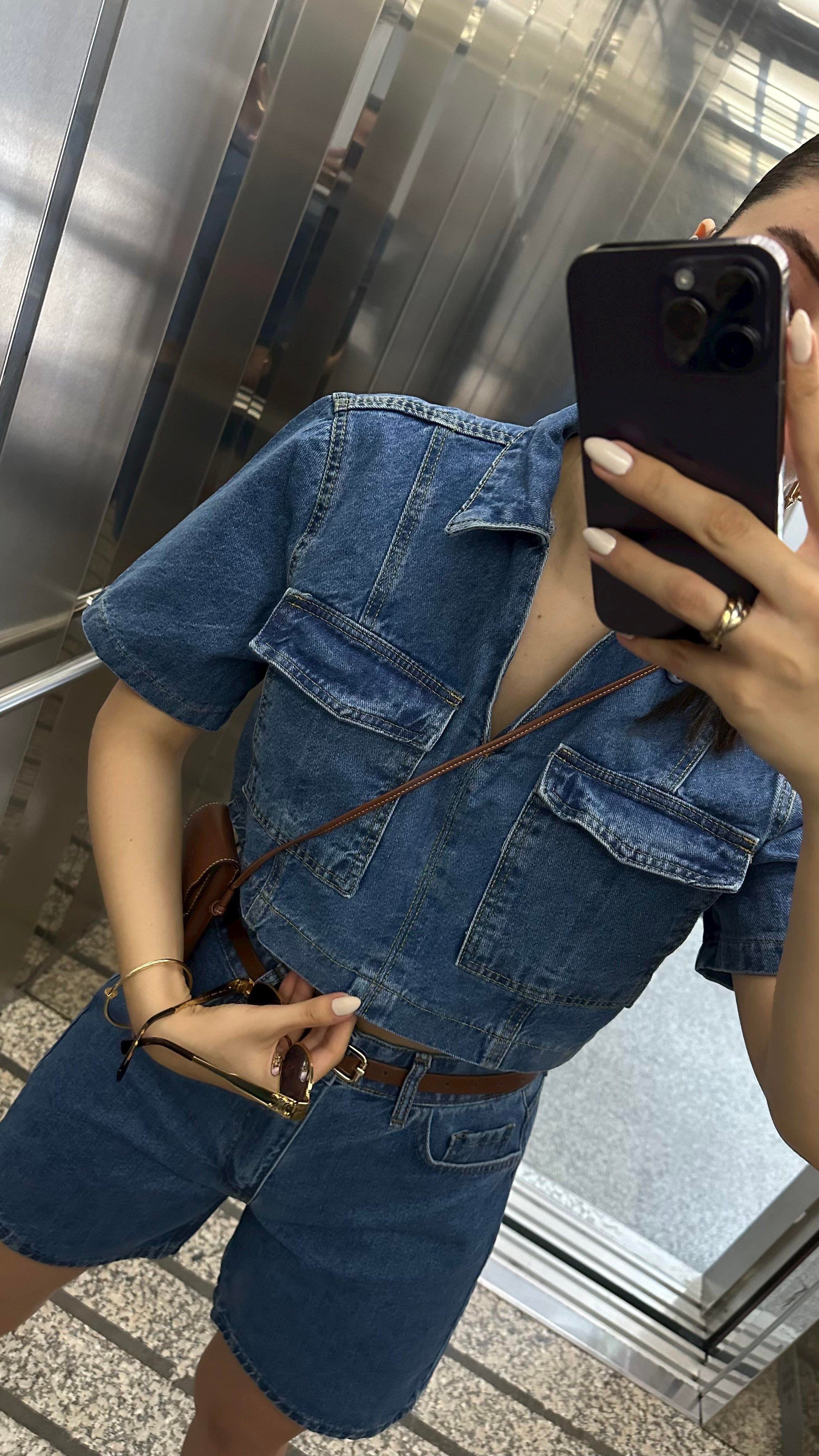 Denim Şort-Bluz Takım
