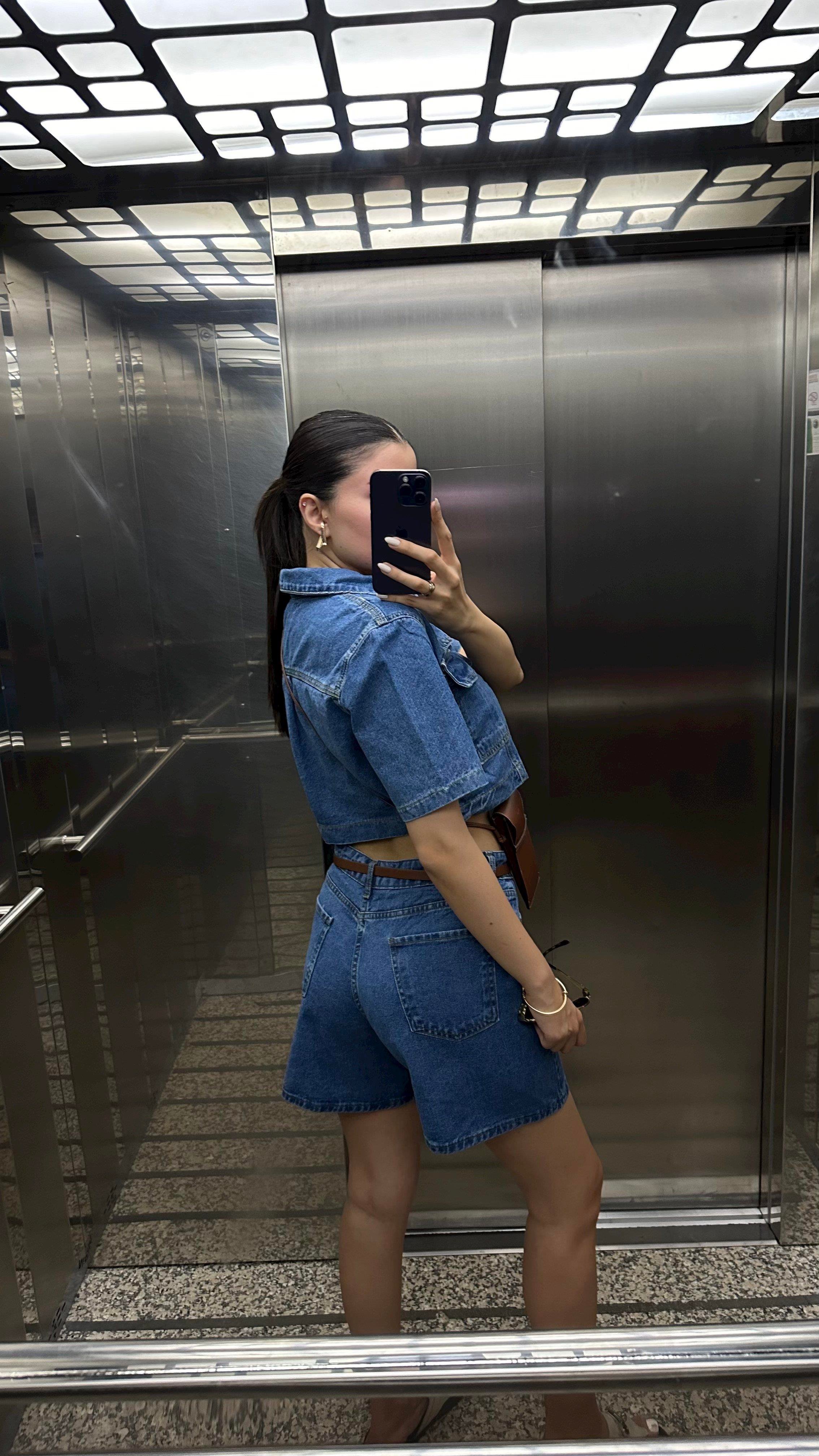 Denim Şort-Bluz Takım