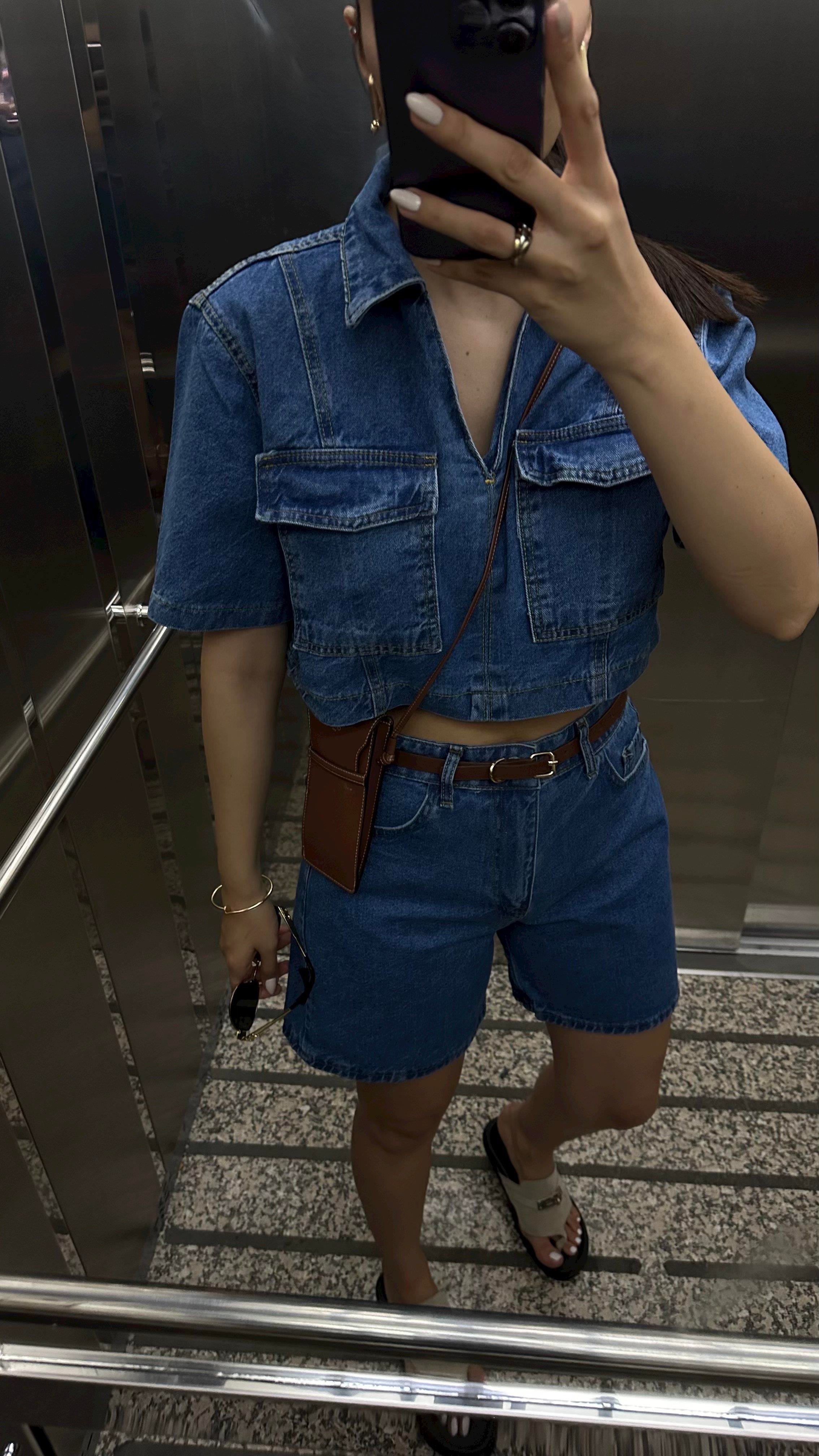 Denim Şort-Bluz Takım
