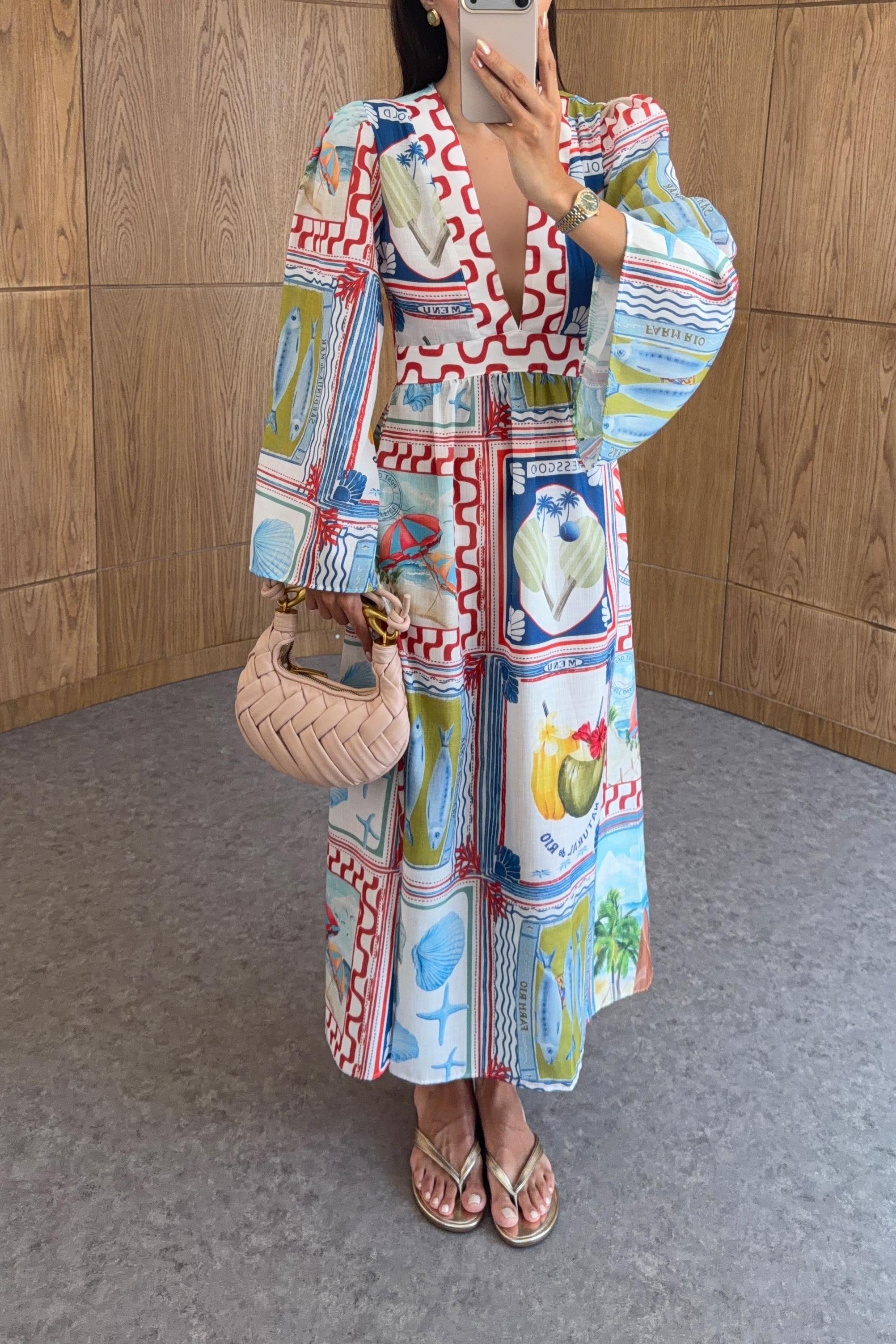 Desenli Kimono Elbise