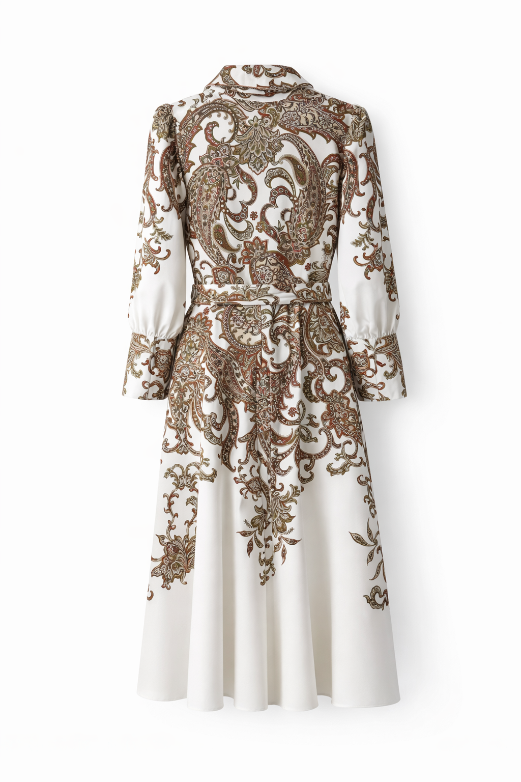 Dijital Baskı Kemerli Paisley Elbise