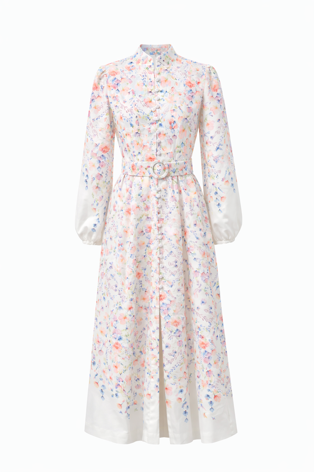 Dijital Gül Baskı Keten Çok Renkli Elbise