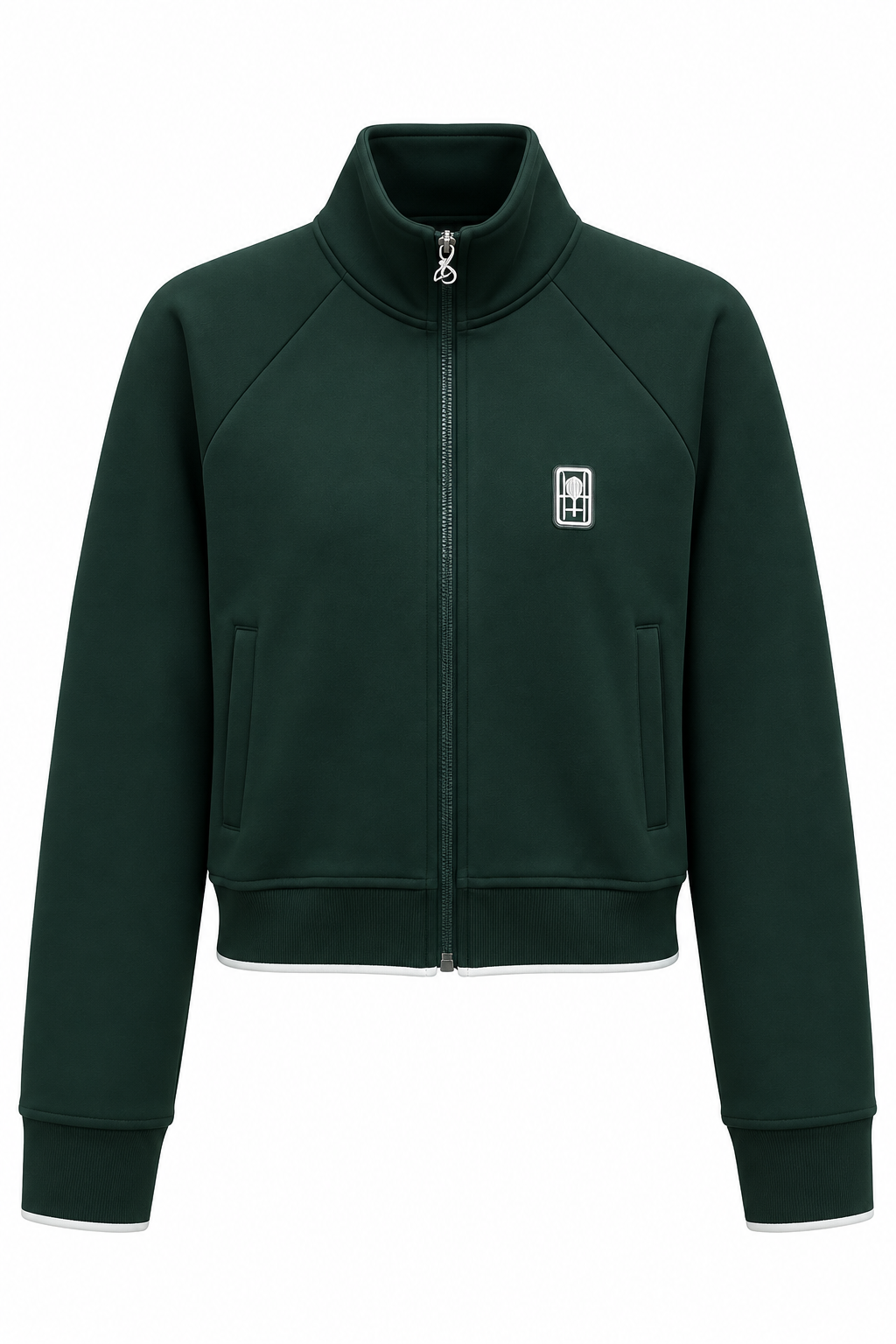 Dik Yaka Yeşil Scuba Crop Ceket