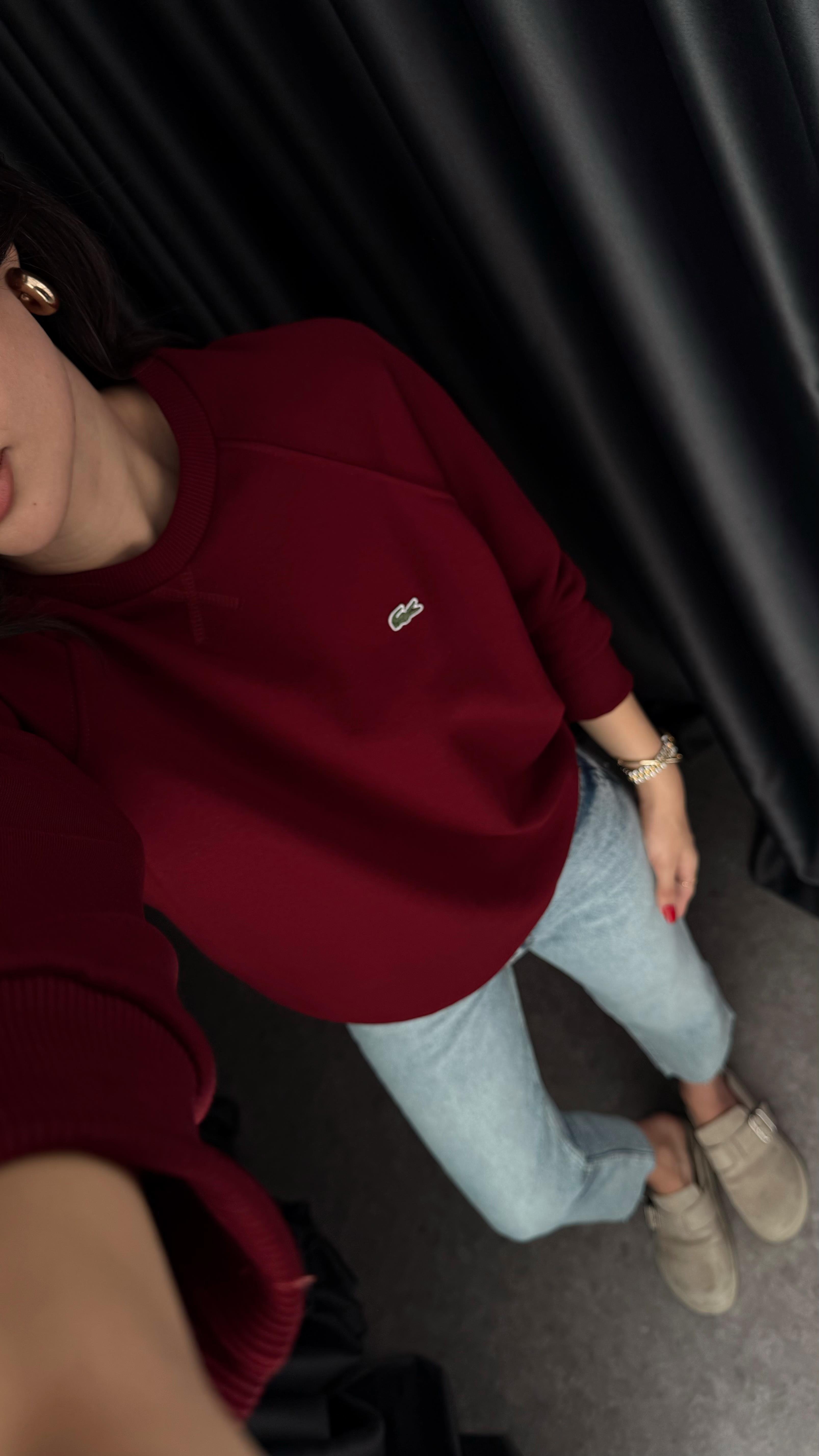 Dikişli Bordo Sweat