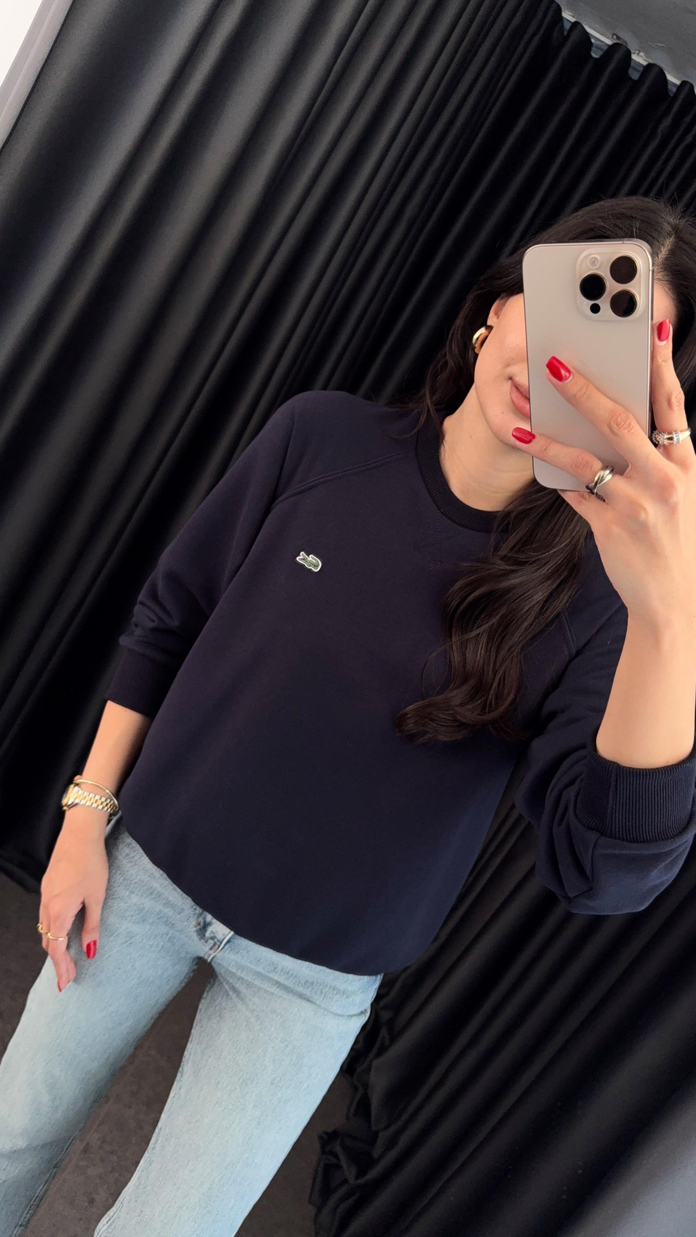 Dikişli Lacivert Sweat