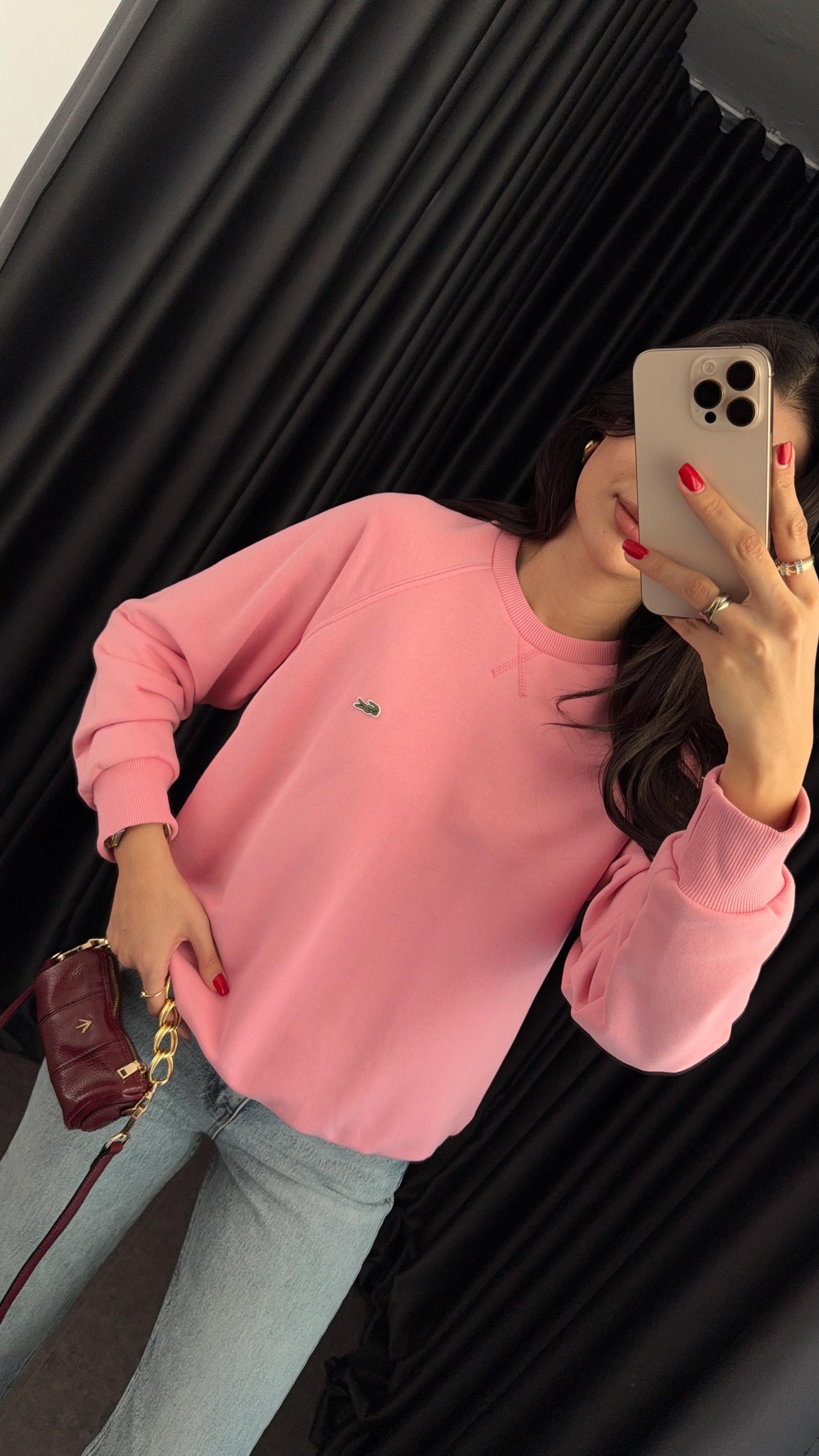 Dikişli Pembe Sweat