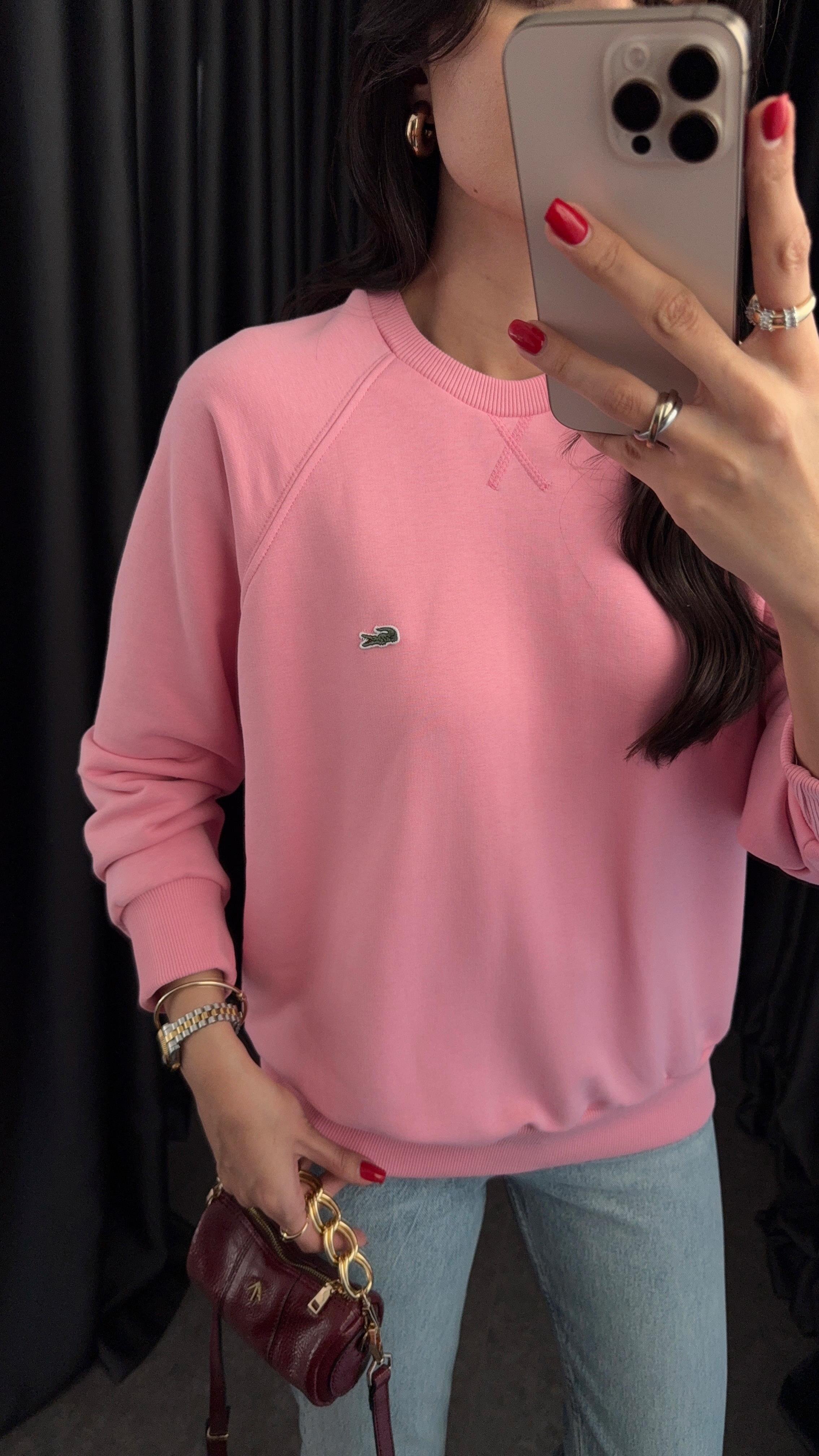 Dikişli Pembe Sweat