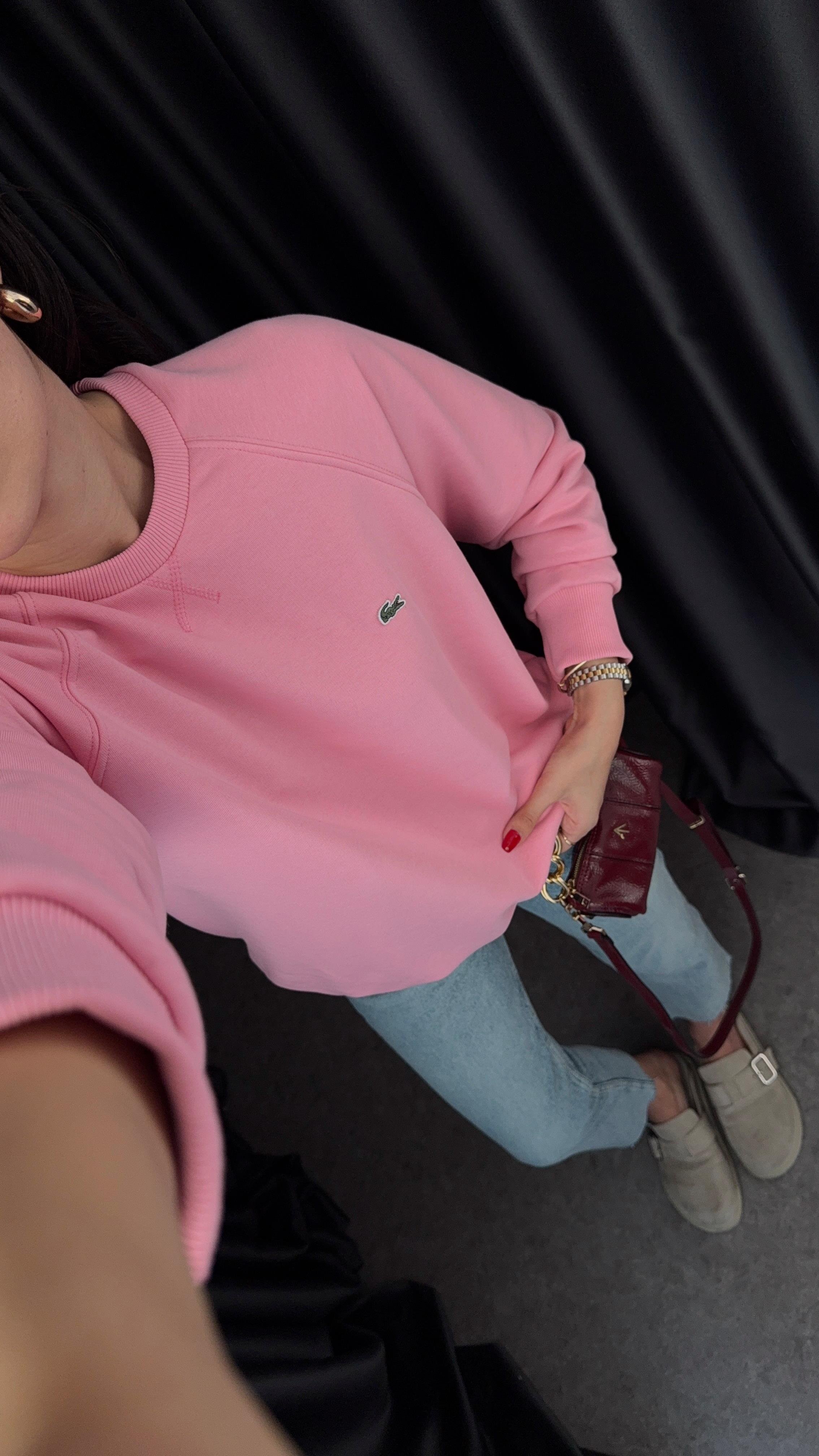 Dikişli Pembe Sweat