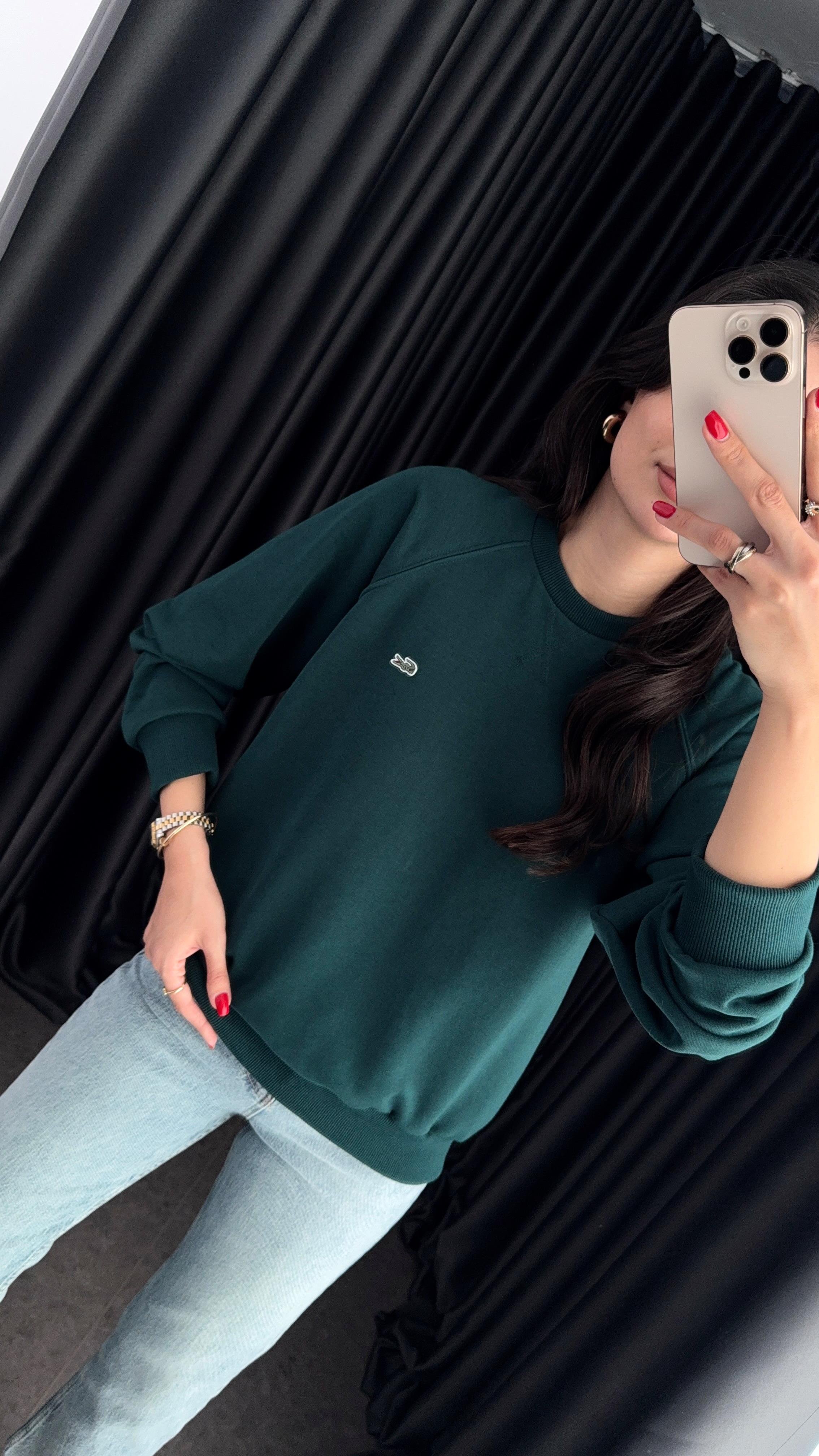Dikişli Yeşil Sweat