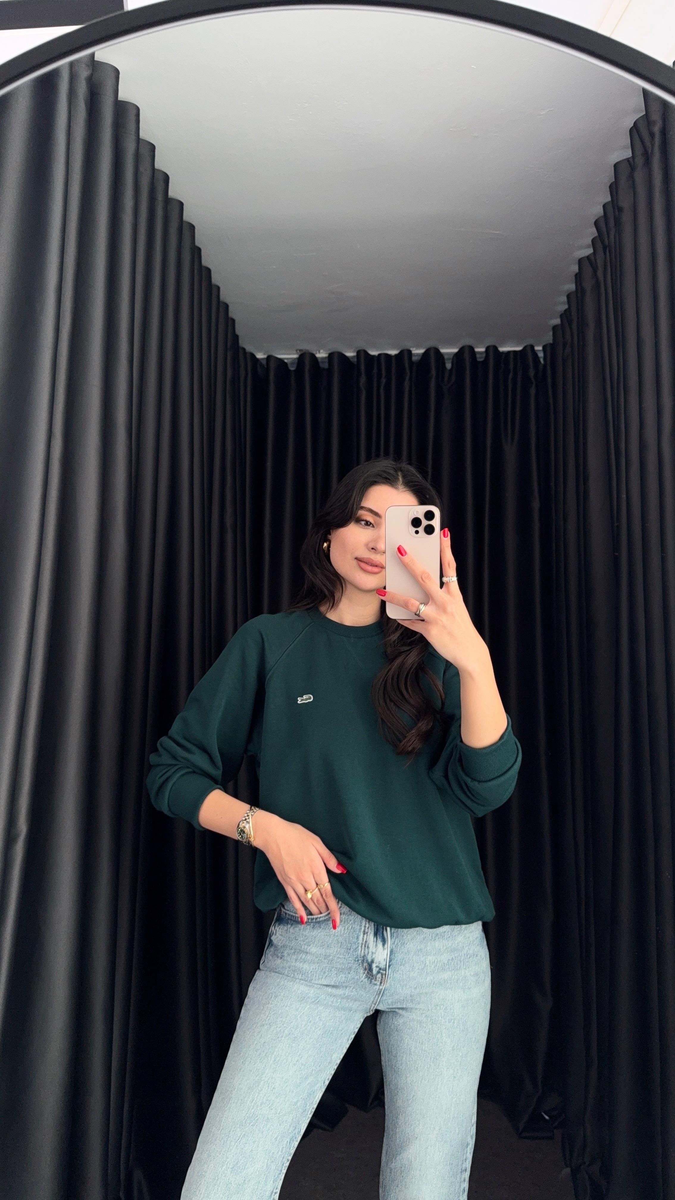 Dikişli Yeşil Sweat