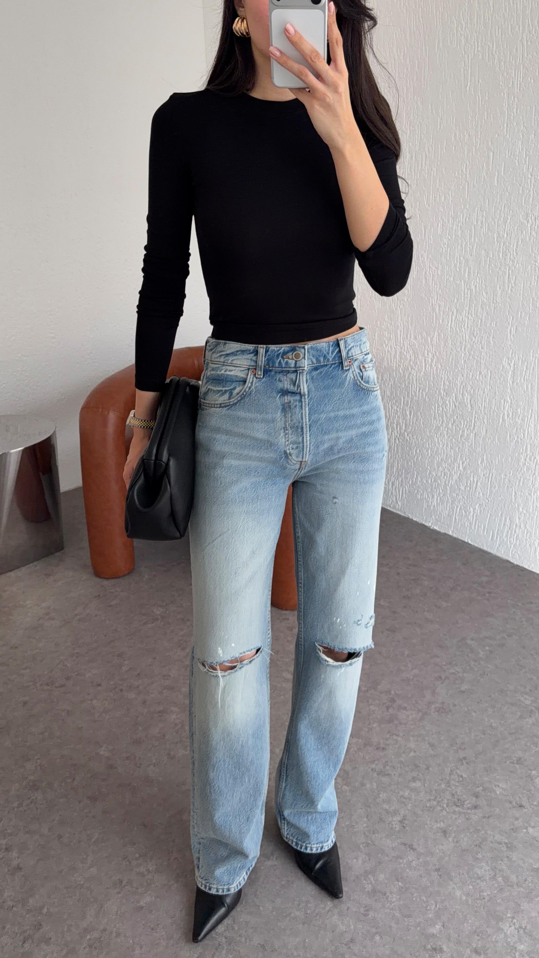 Dizi Yırtık Mavi Jean