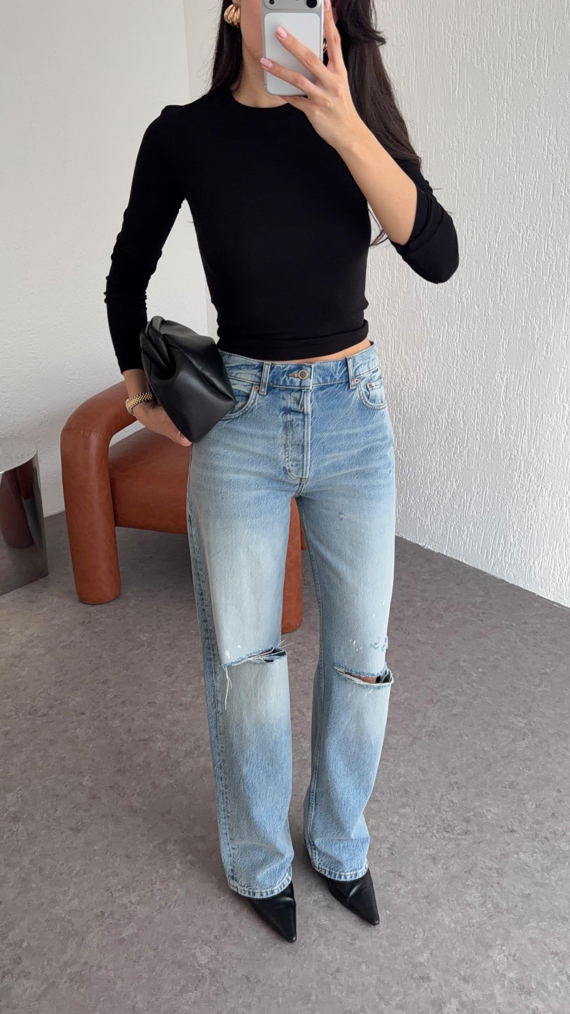 Dizi Yırtık Mavi Jean