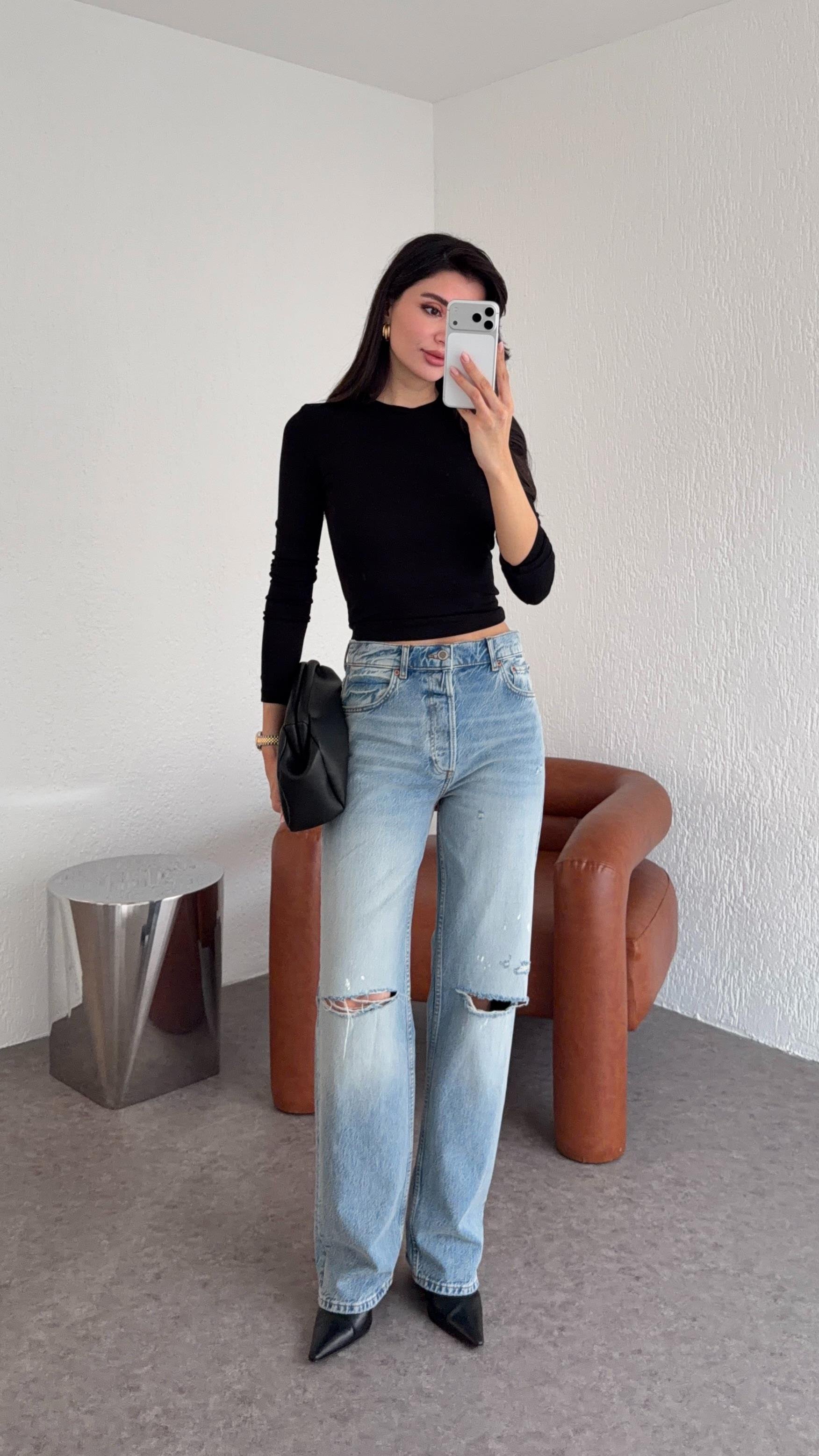 Dizi Yırtık Mavi Jean