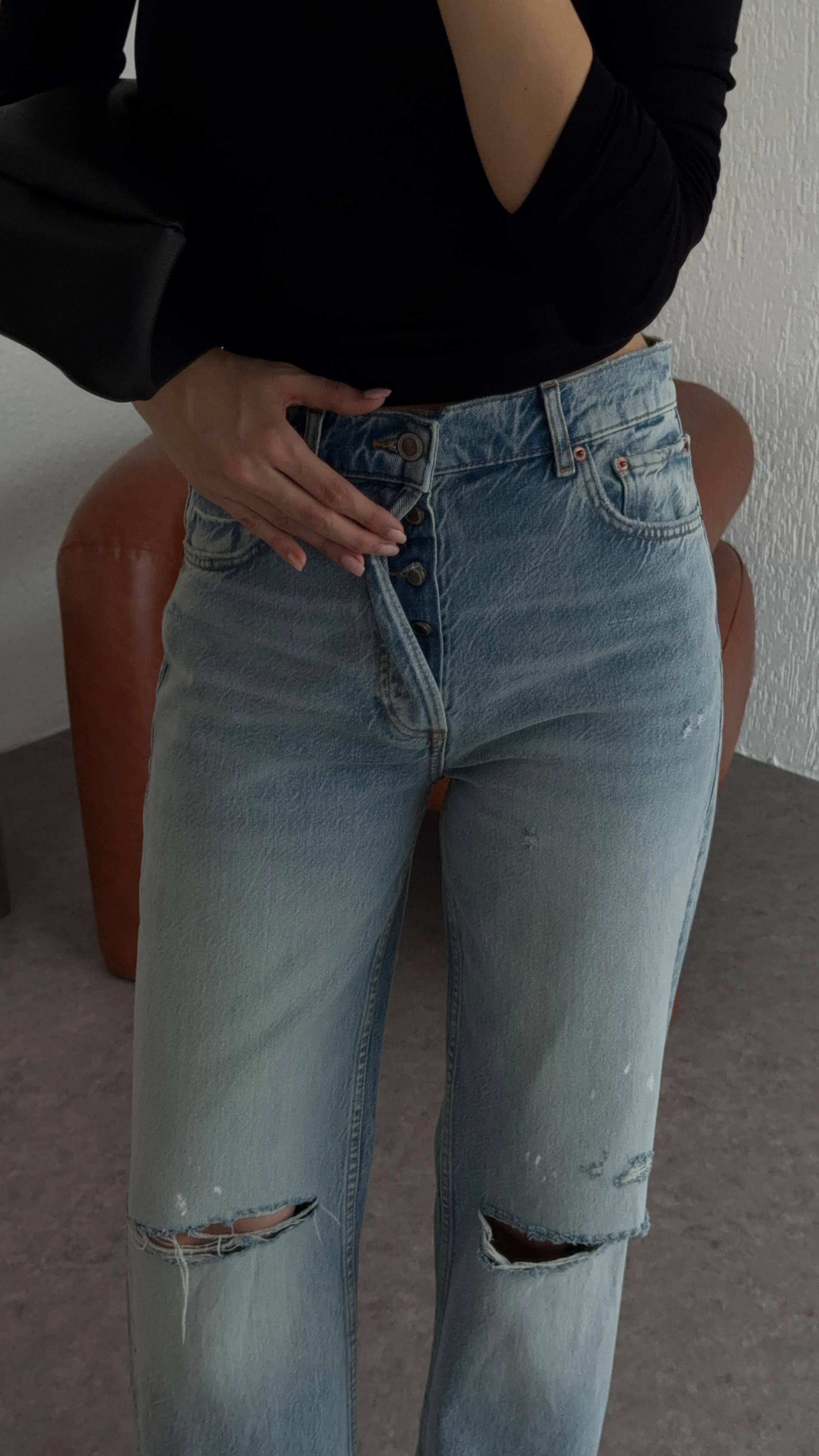 Dizi Yırtık Mavi Jean