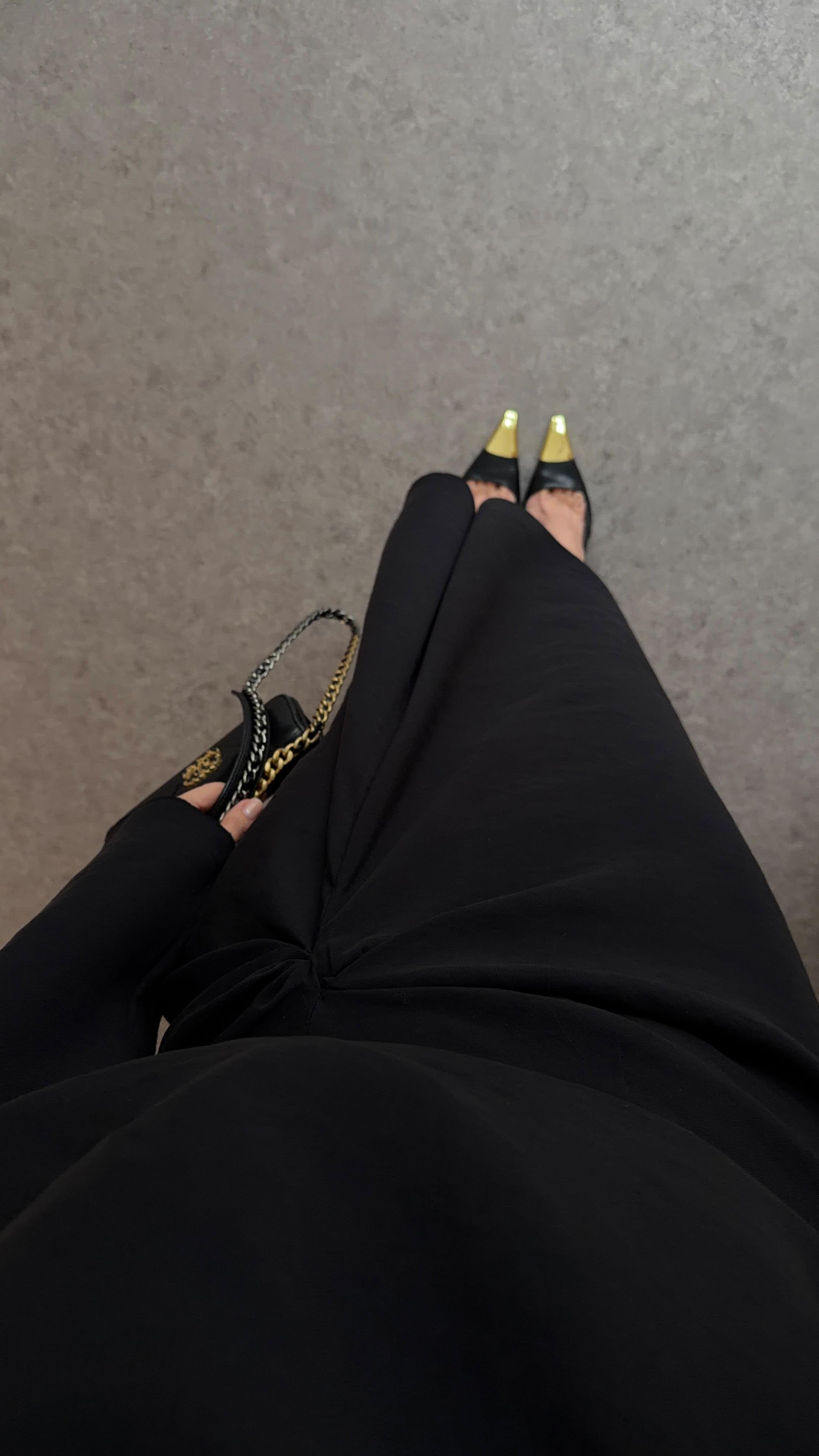 Drapeli Etek-Bluz Siyah Takım