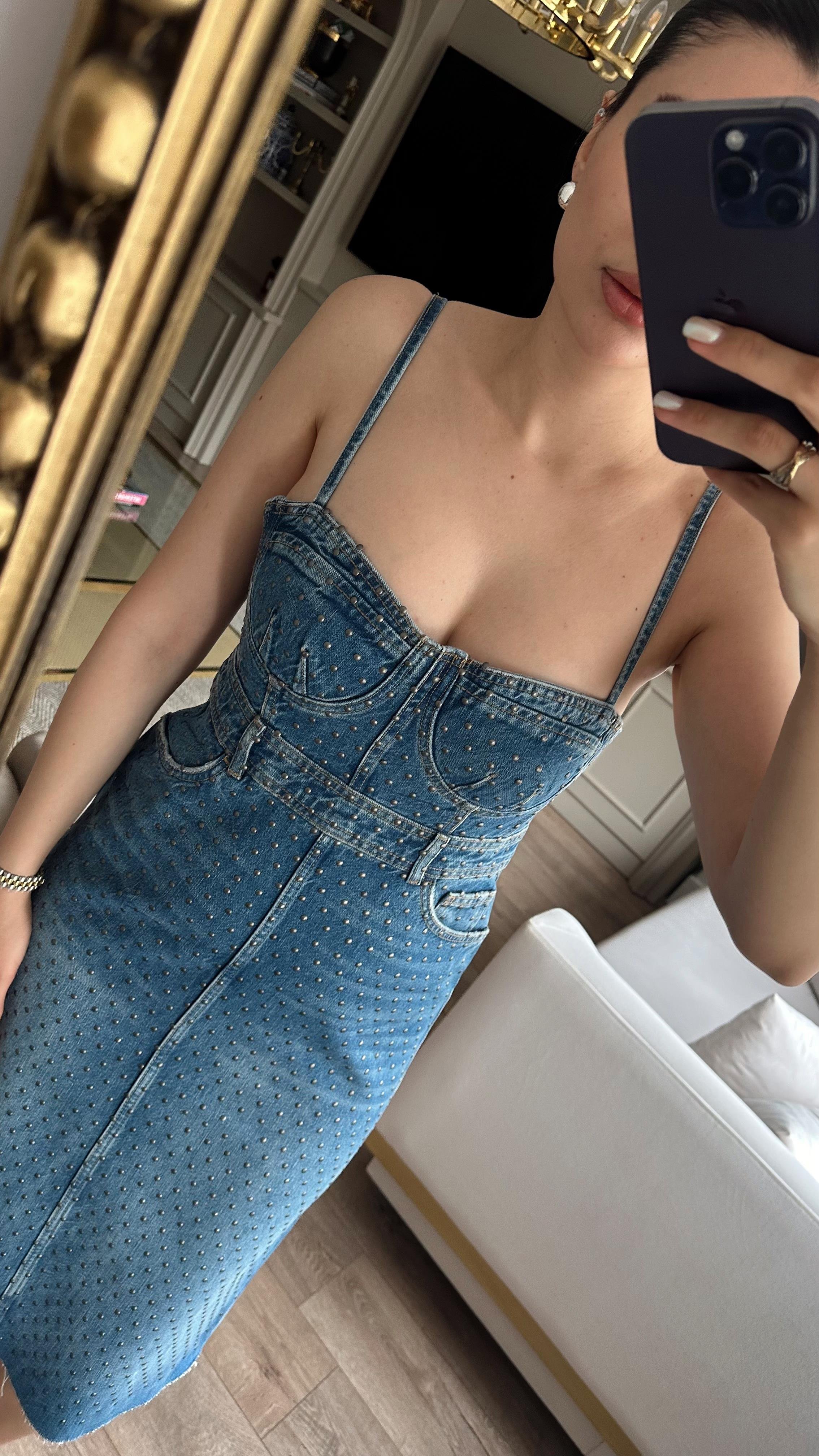 Droplu Denim Elbise