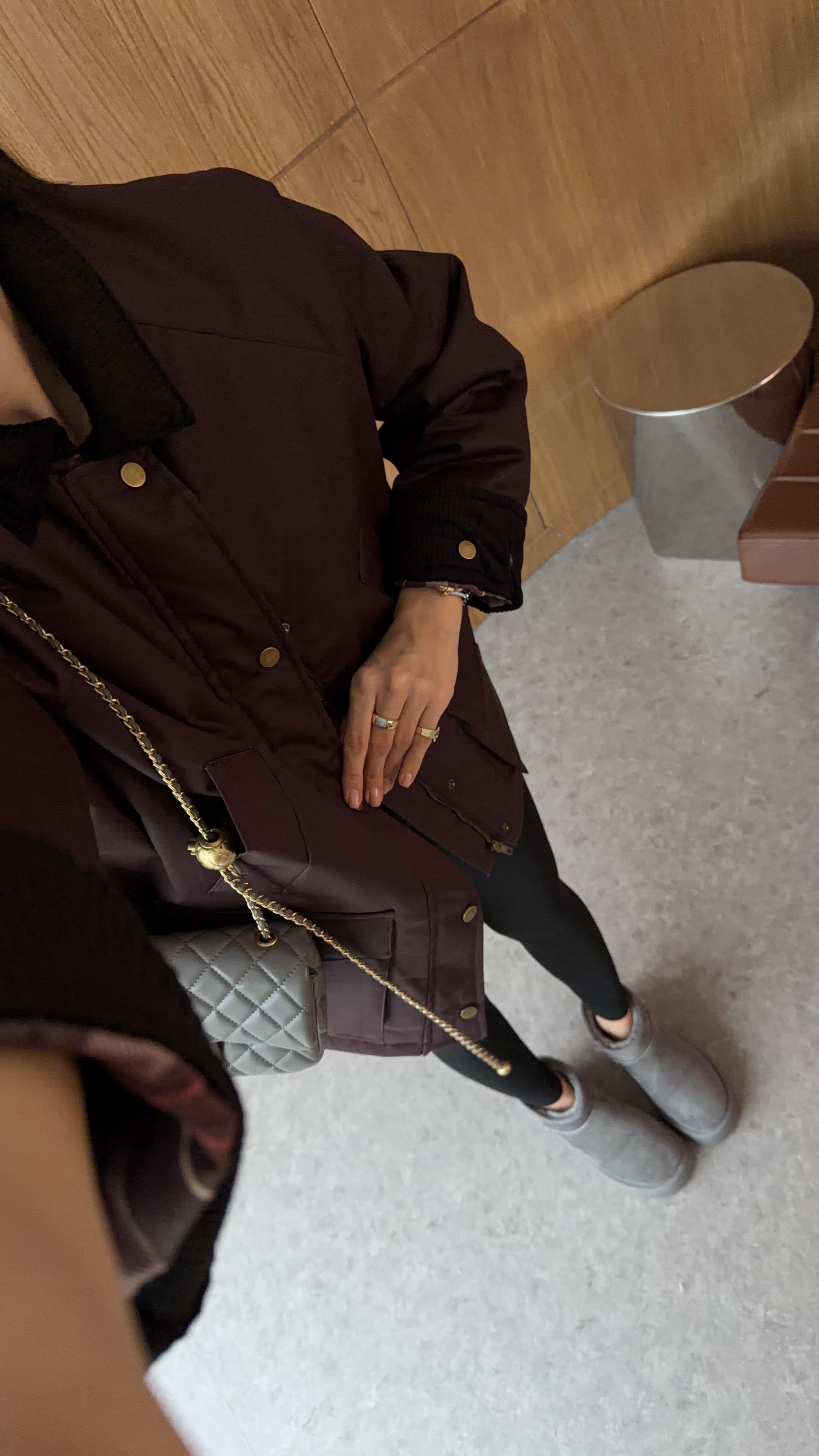 Ekose İç Detaylı Bordo Mumlu Mont