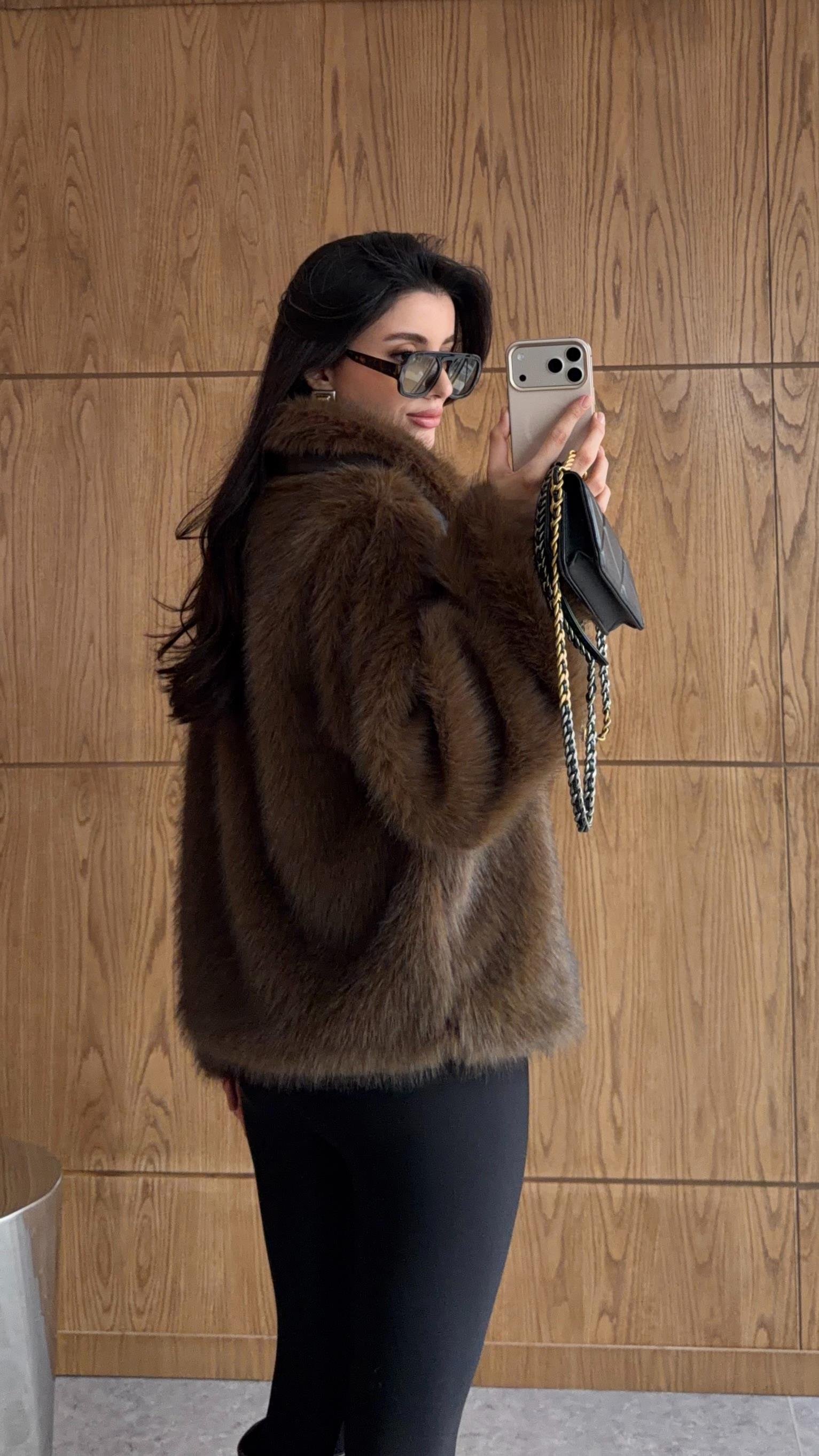 Fermuarlı Acı Kahve Kürk