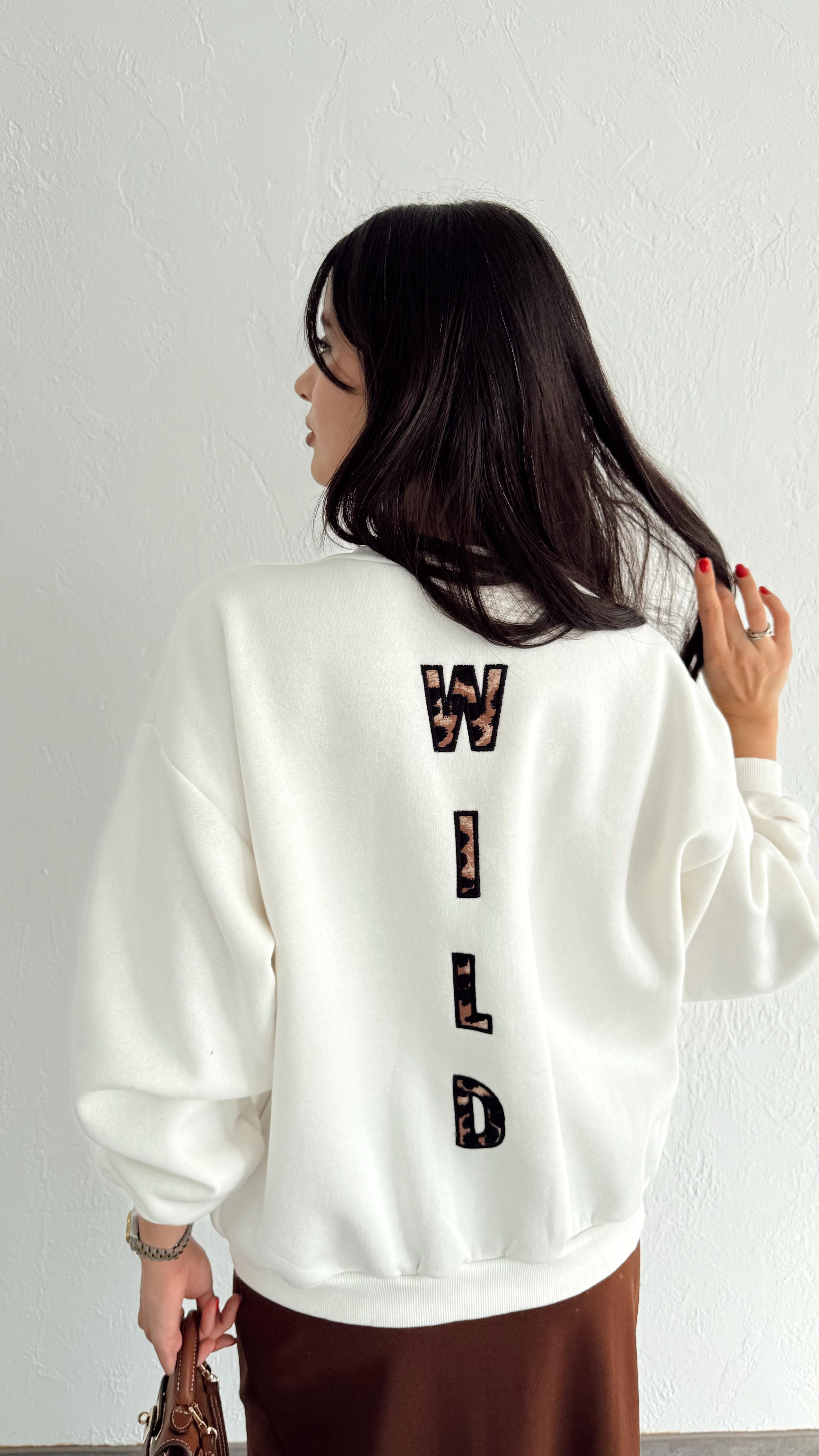 Fermuarlı Leopar Sweat
