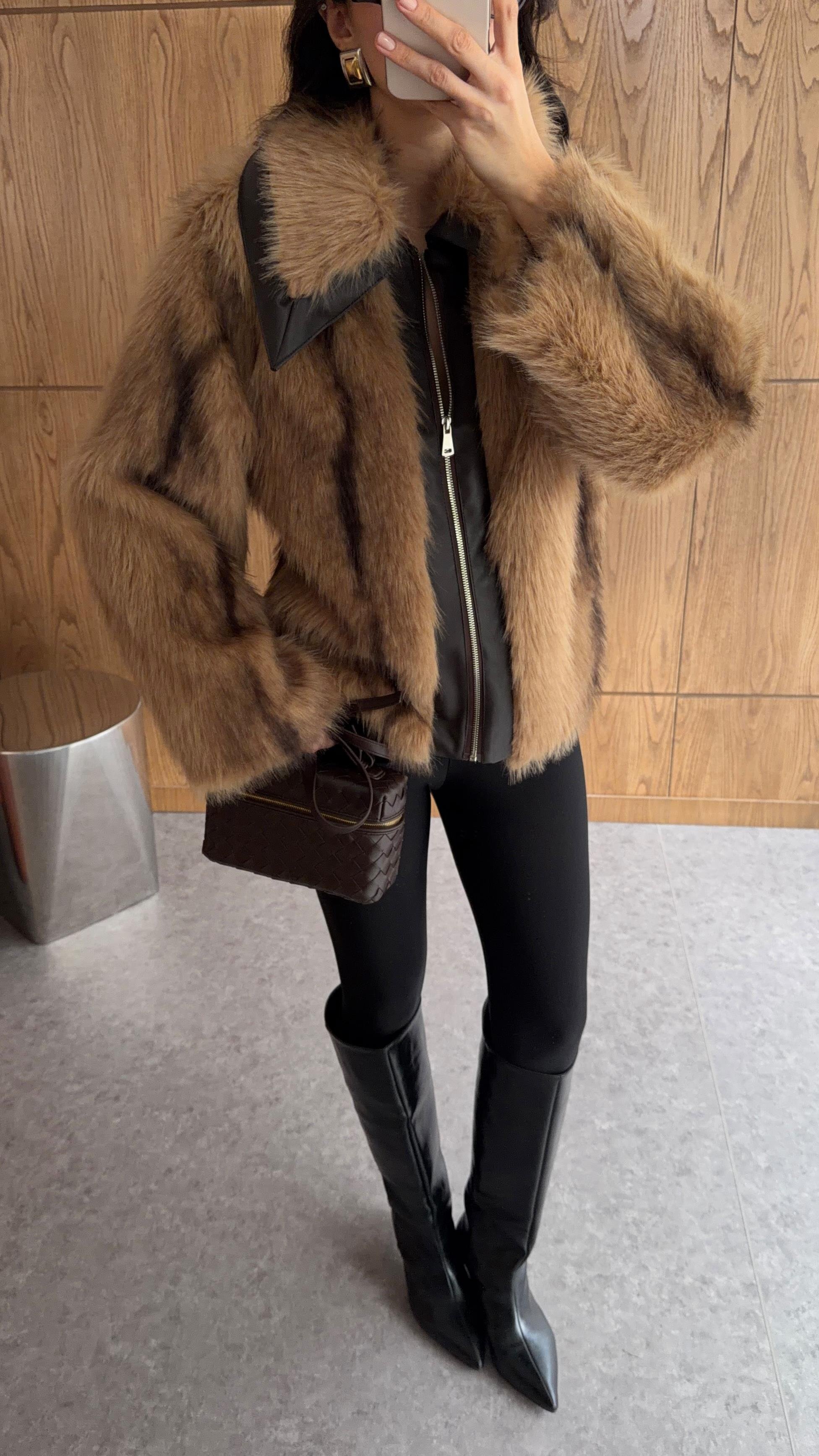 Fermuarlı Sütlü Kahve Kürk