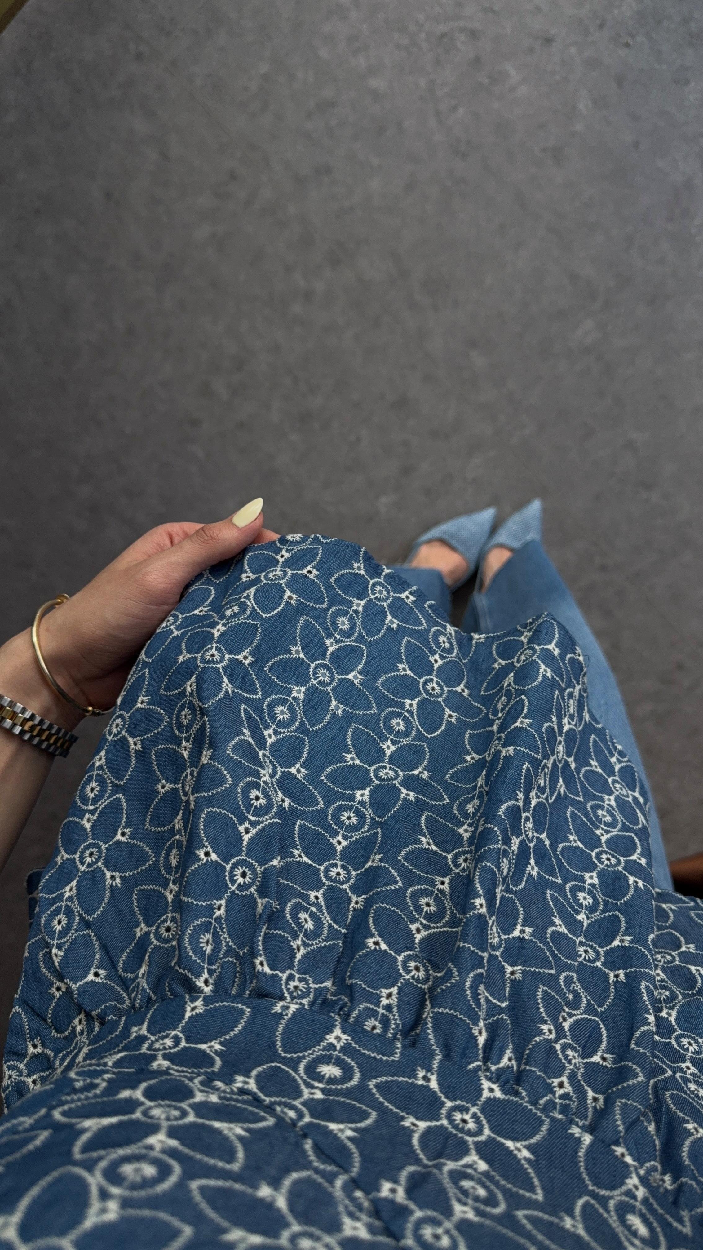 Fisto Detaylı Denim Bluz