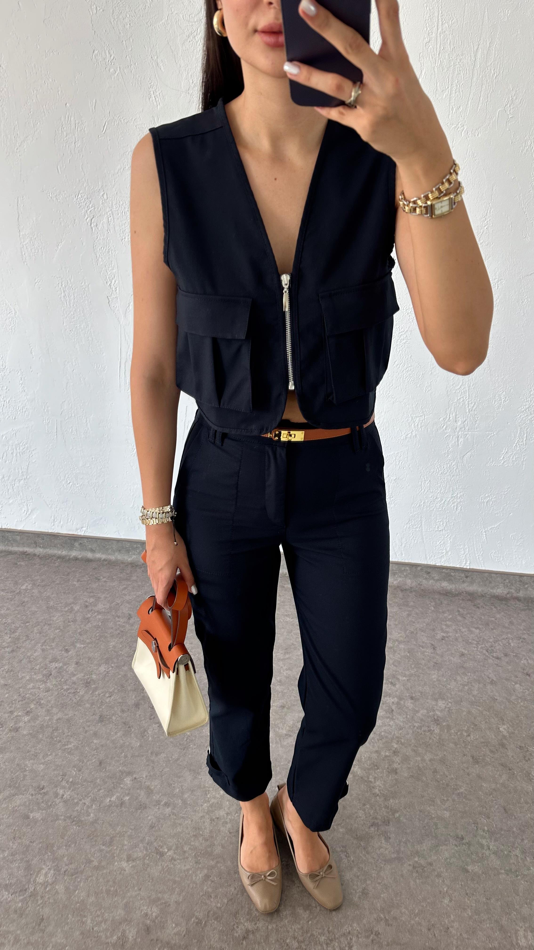 Gabardin Lacivert İkili Takım