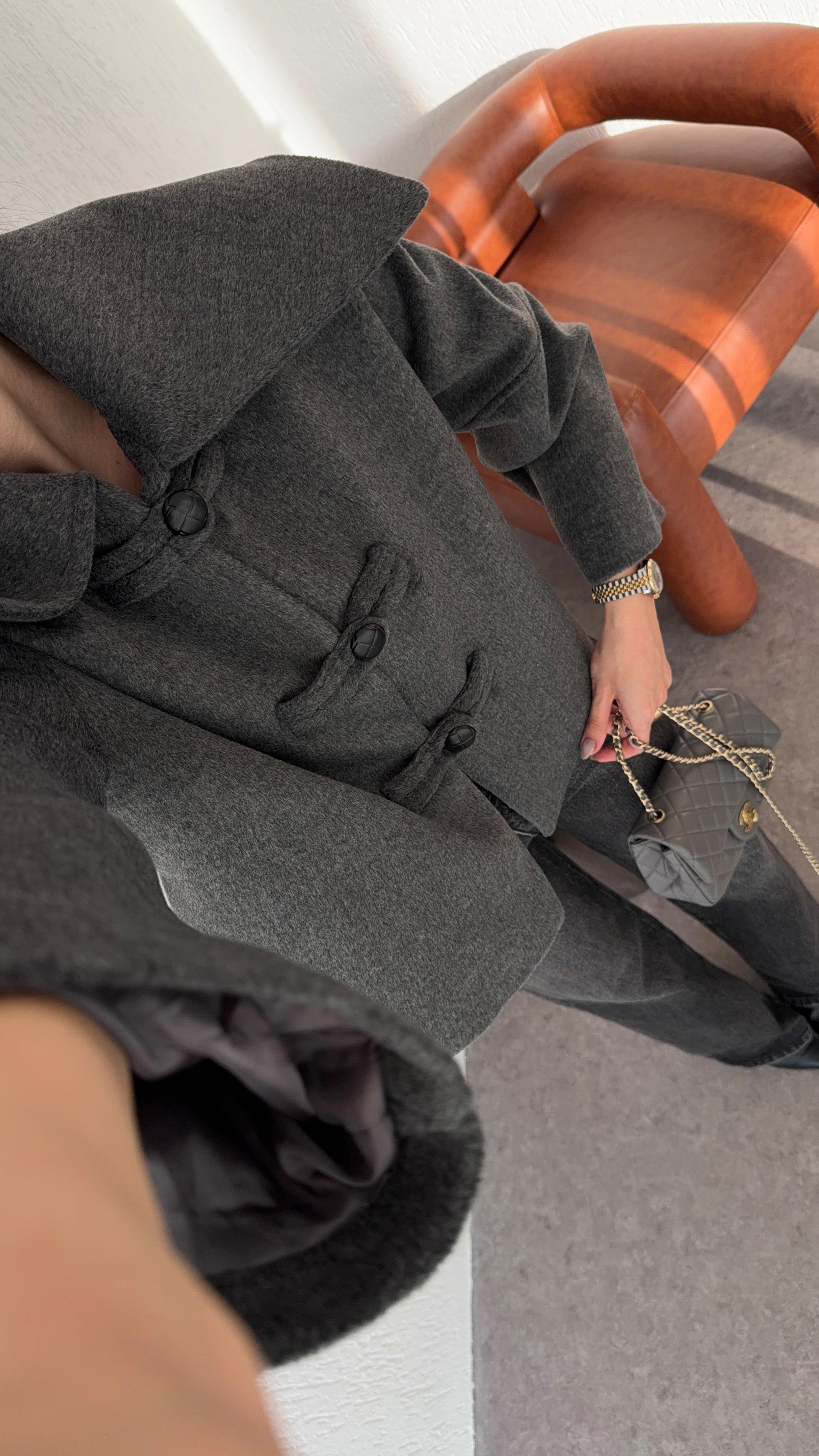 Gri Kısa Kaşe Ceket