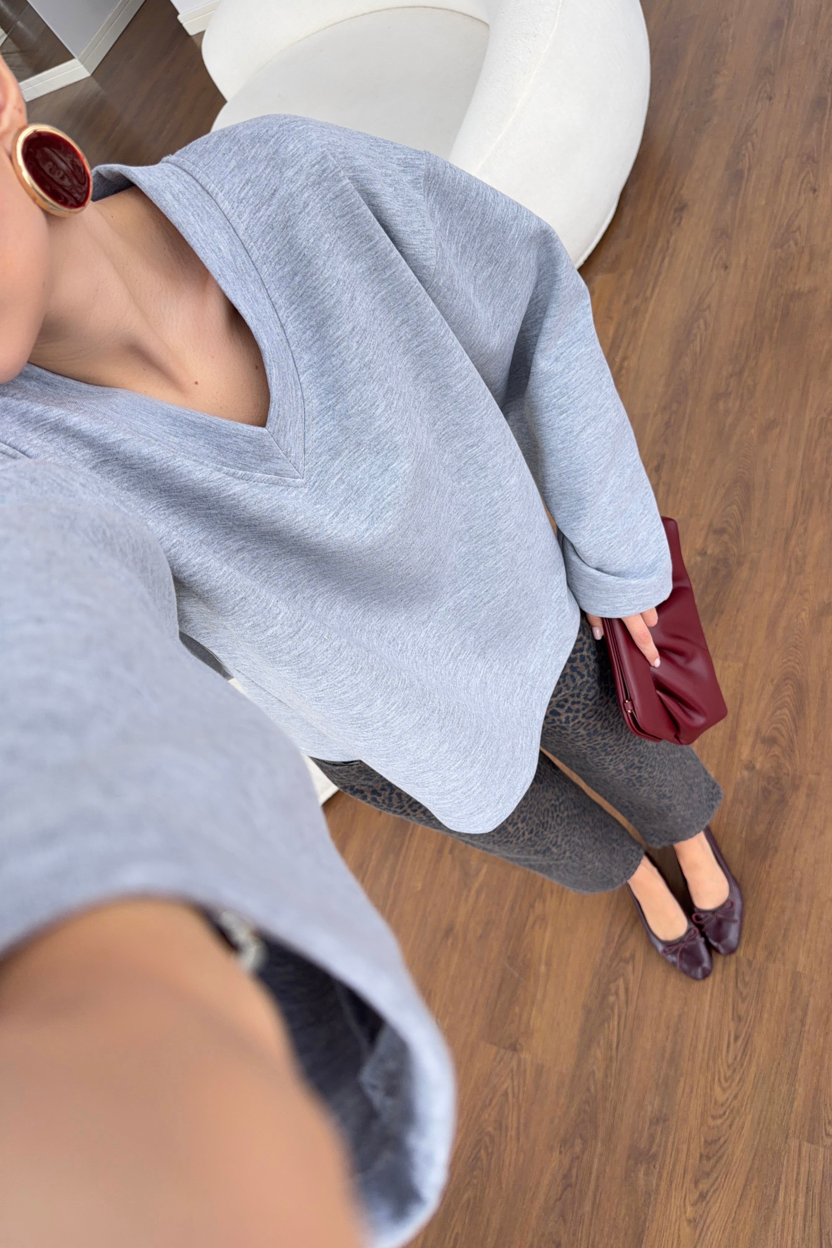 Gri V Yaka Basic Sweat