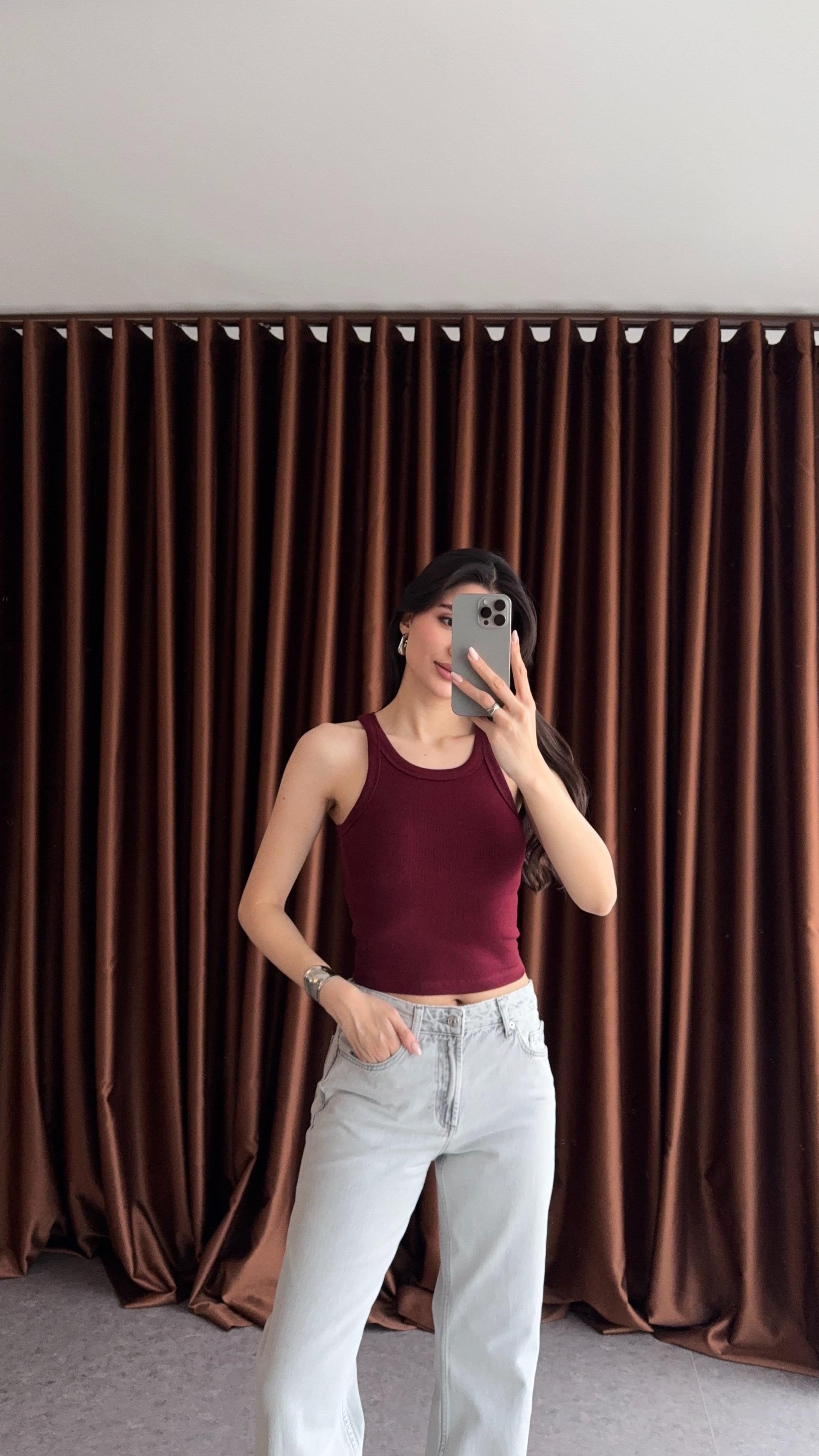 Halter Yaka Basic Bordo Atlet