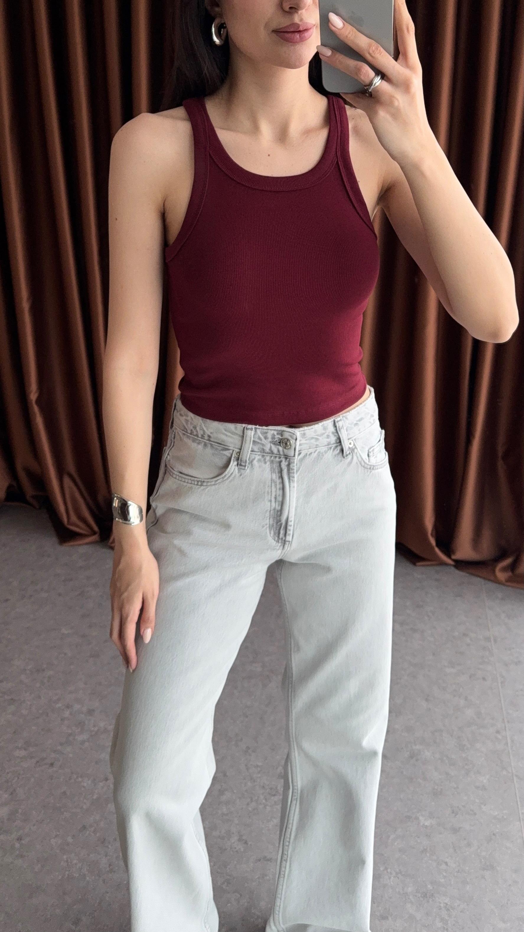 Halter Yaka Basic Bordo Atlet
