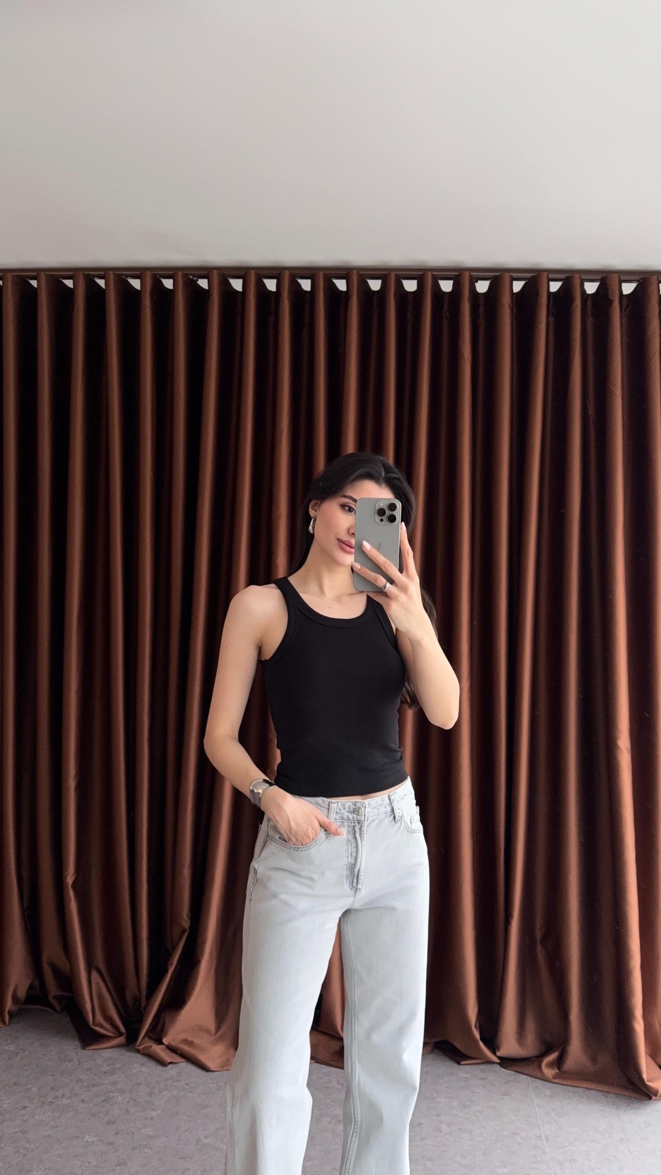 Halter Yaka Basic Siyah Atlet