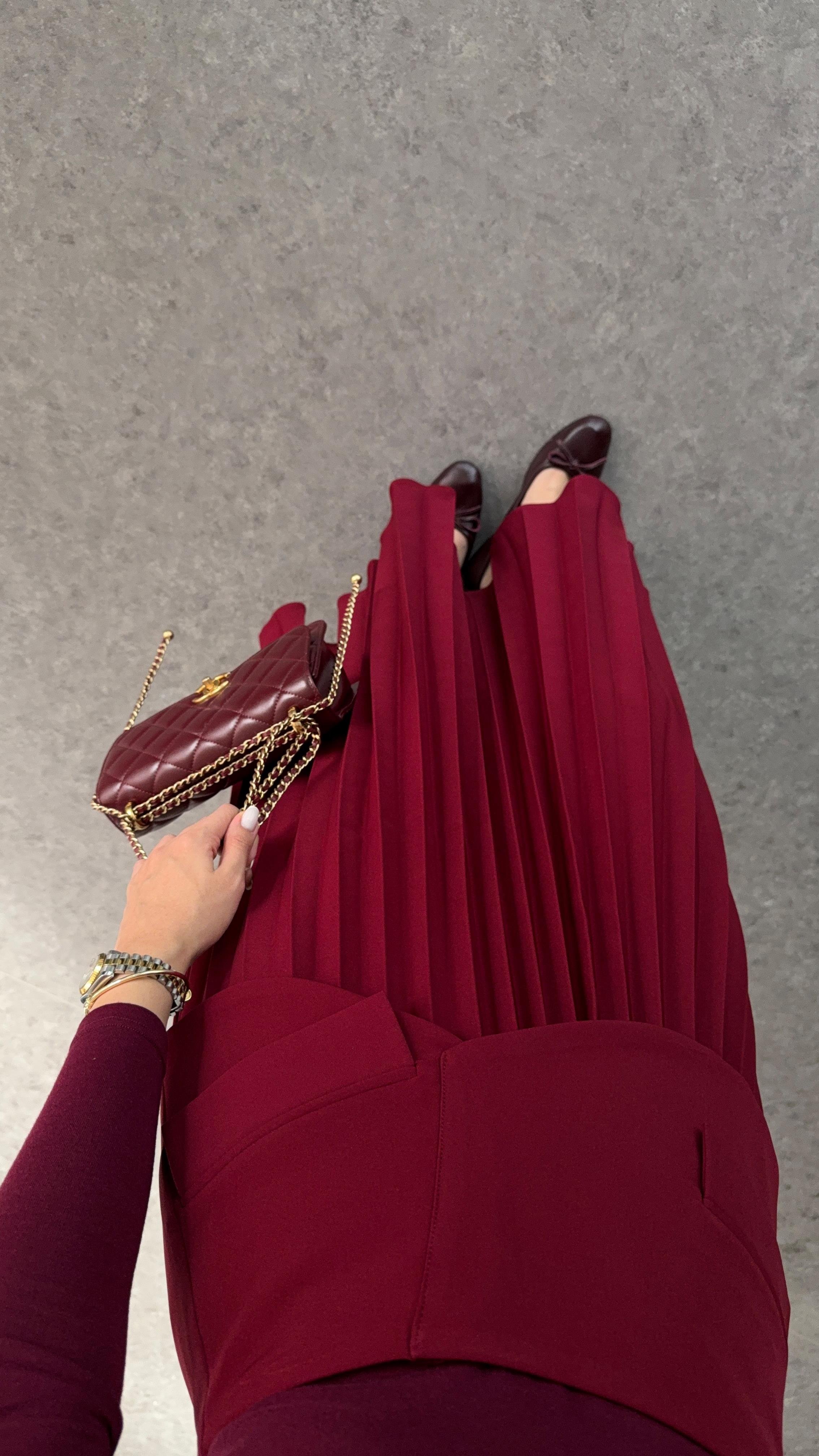 İki Parça Pinterest Bordo Etek
