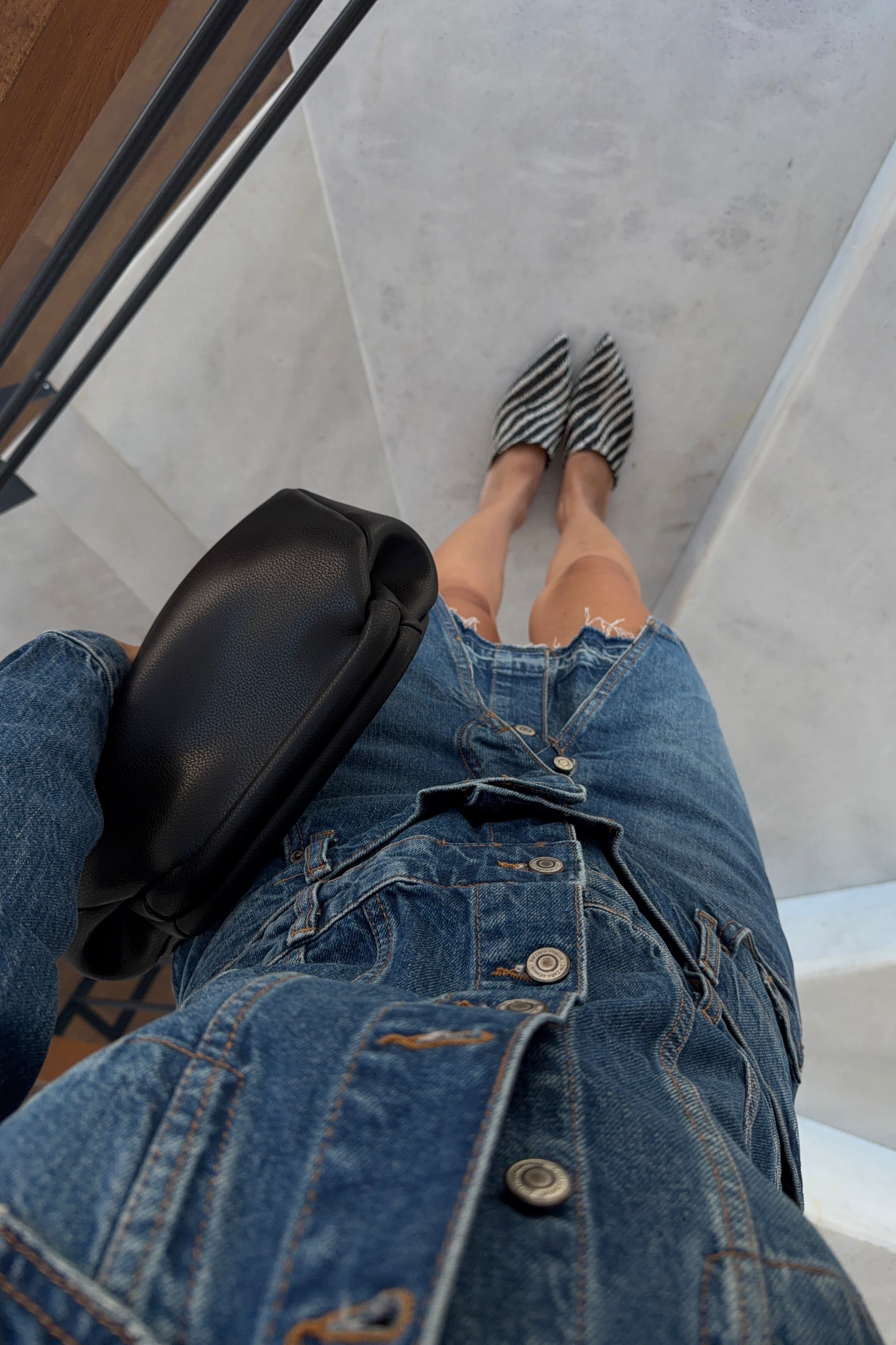 İki Parçalı Tasarım Denim Elbise