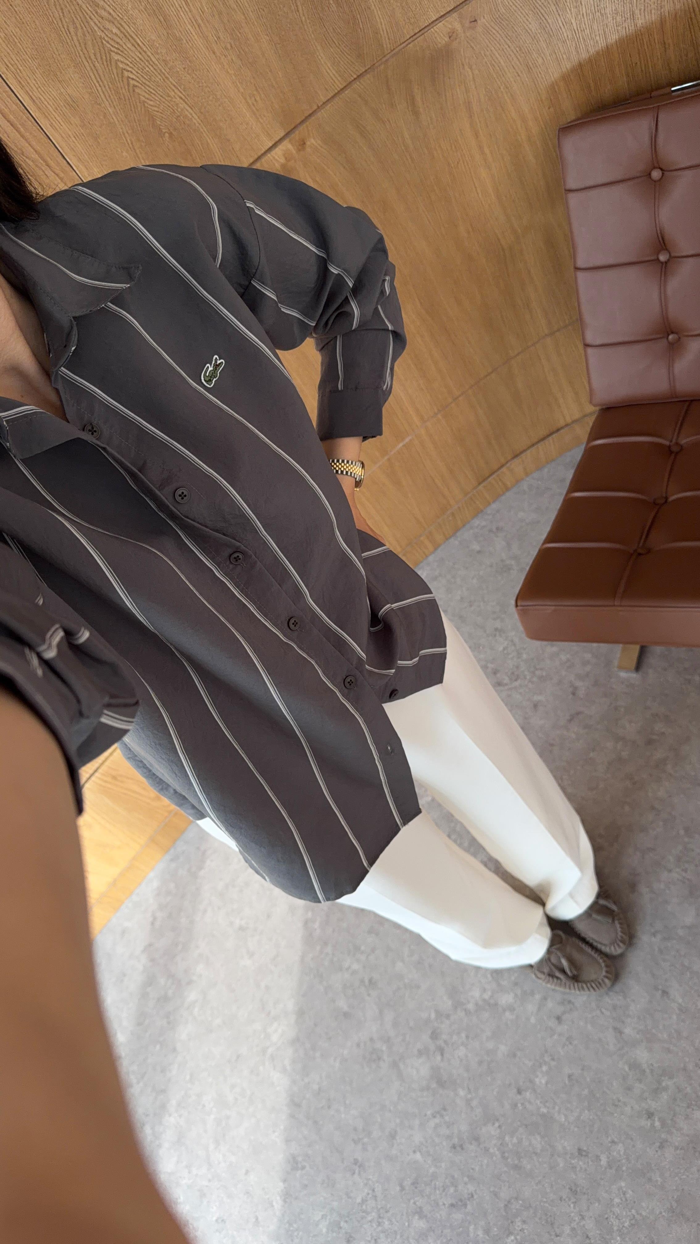 İnce Çizgi Antrasit Gömlek