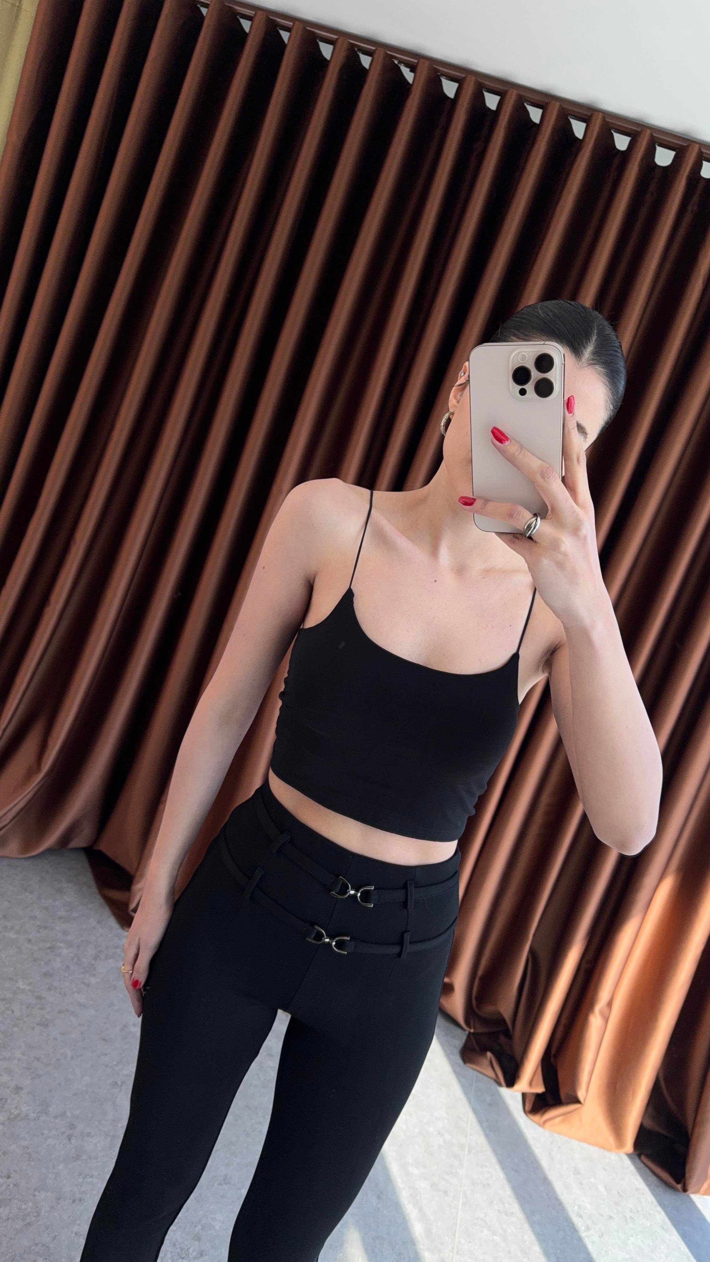İp Askı Basic Siyah Crop