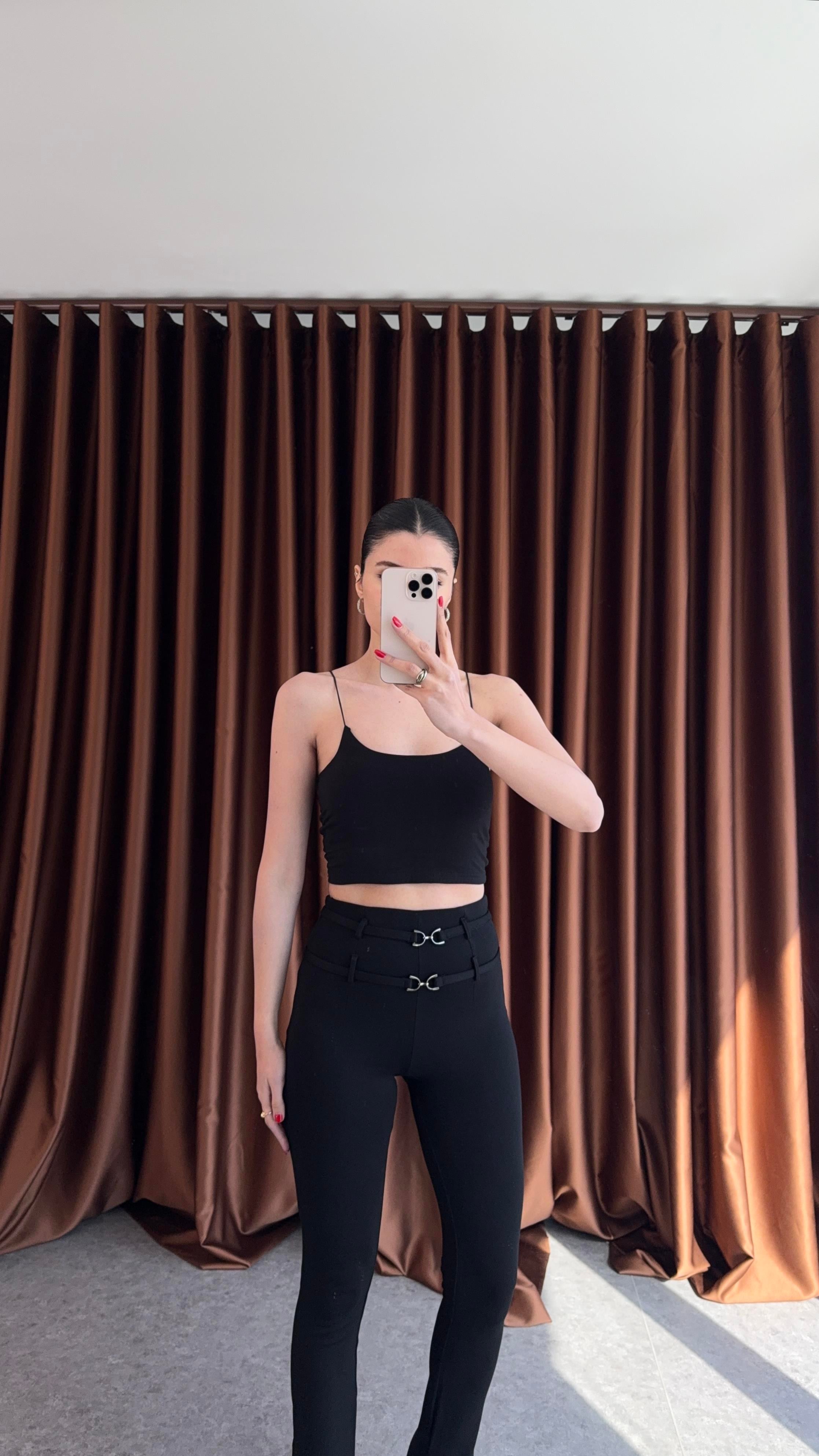 İp Askı Basic Siyah Crop