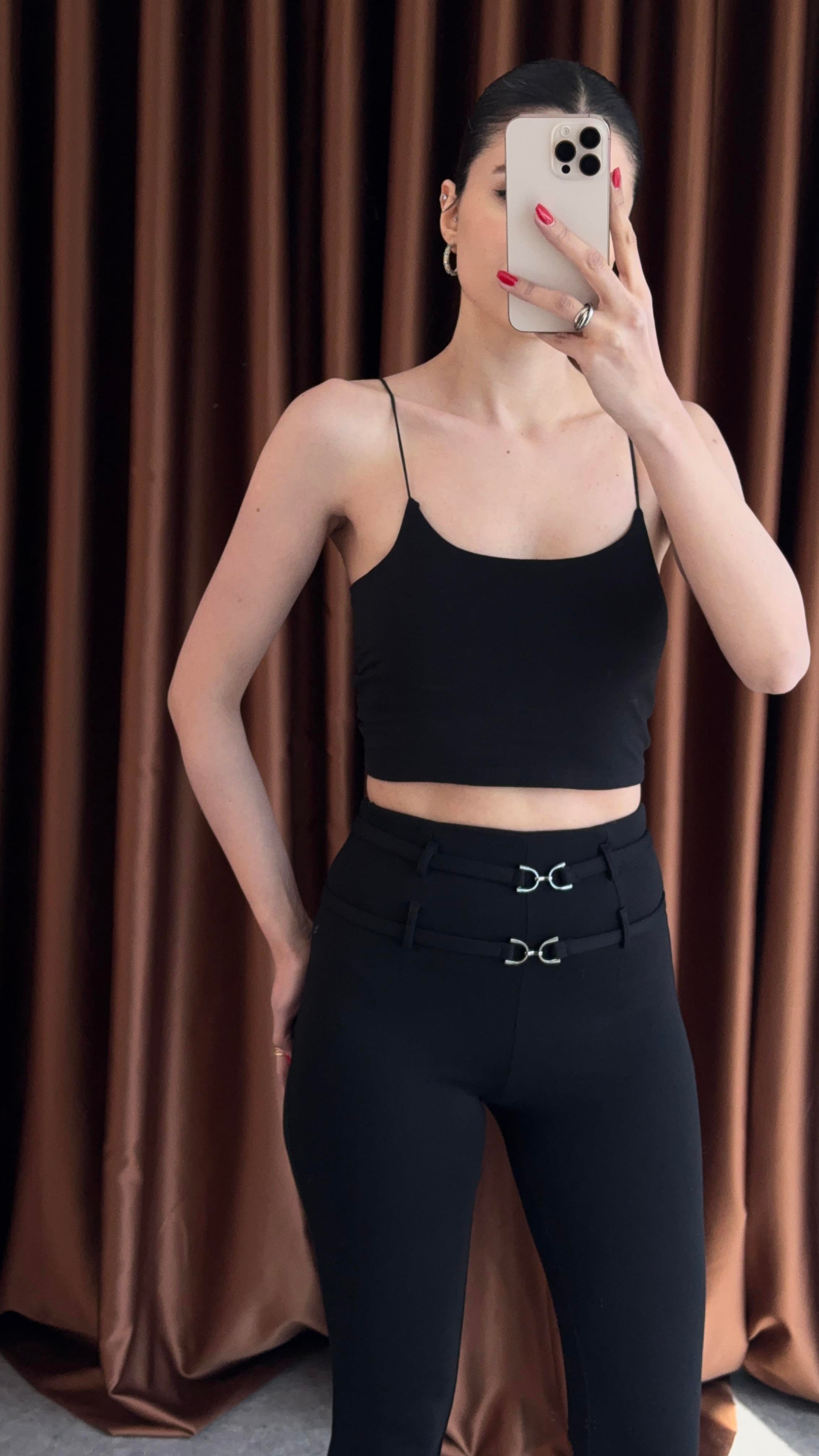 İp Askı Basic Siyah Crop