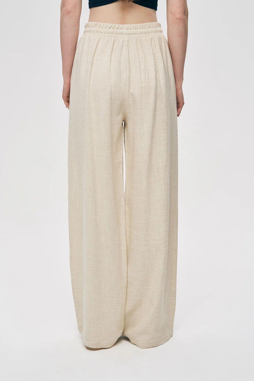 İşlemeli Keten Pamuklu Naturel Takım