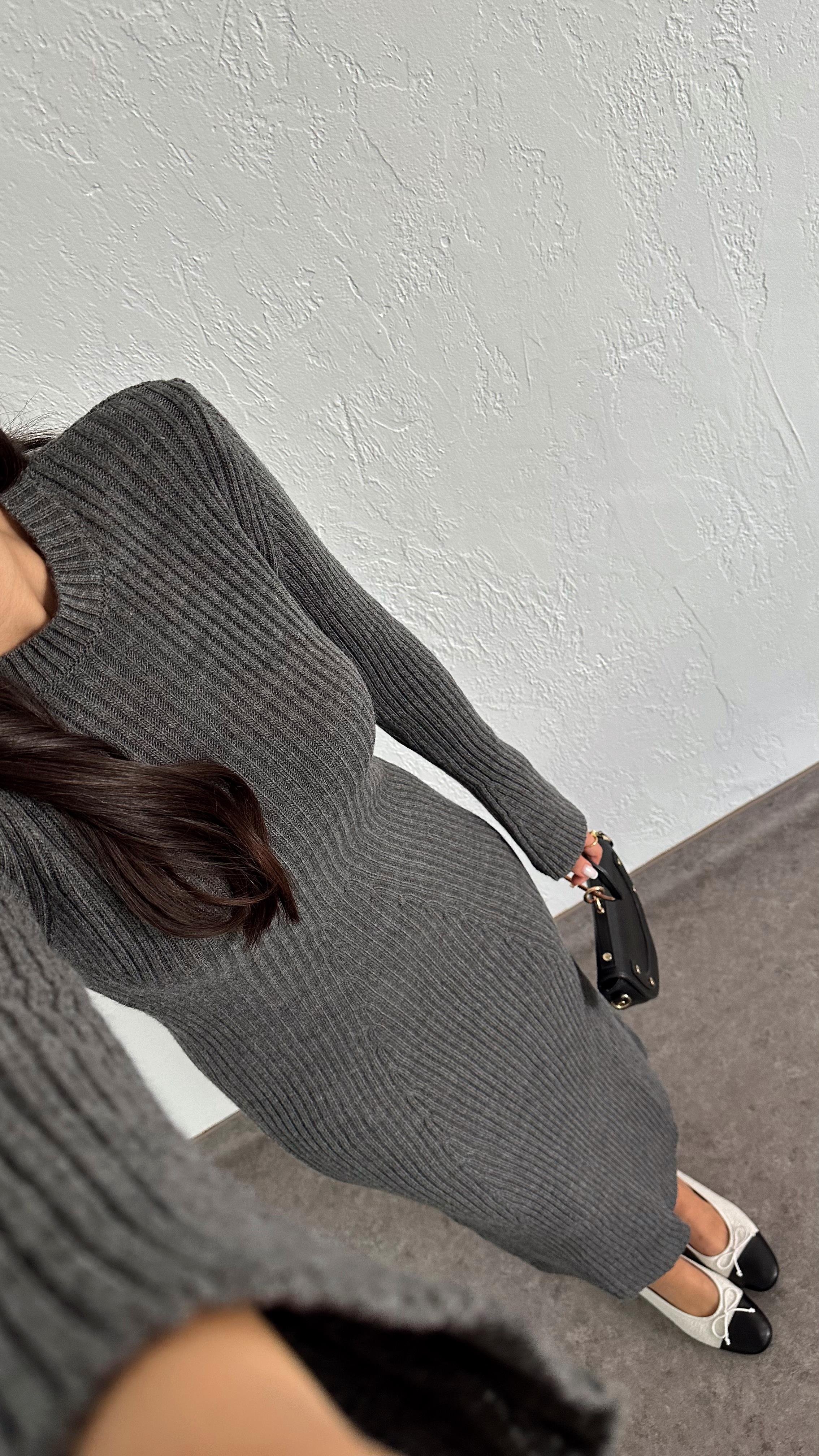 İspanyol Kol Antrasit Elbise