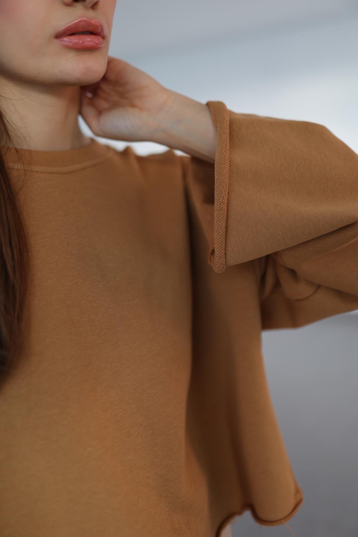 İspanyol Kol Basic Sütlü Kahve Sweat