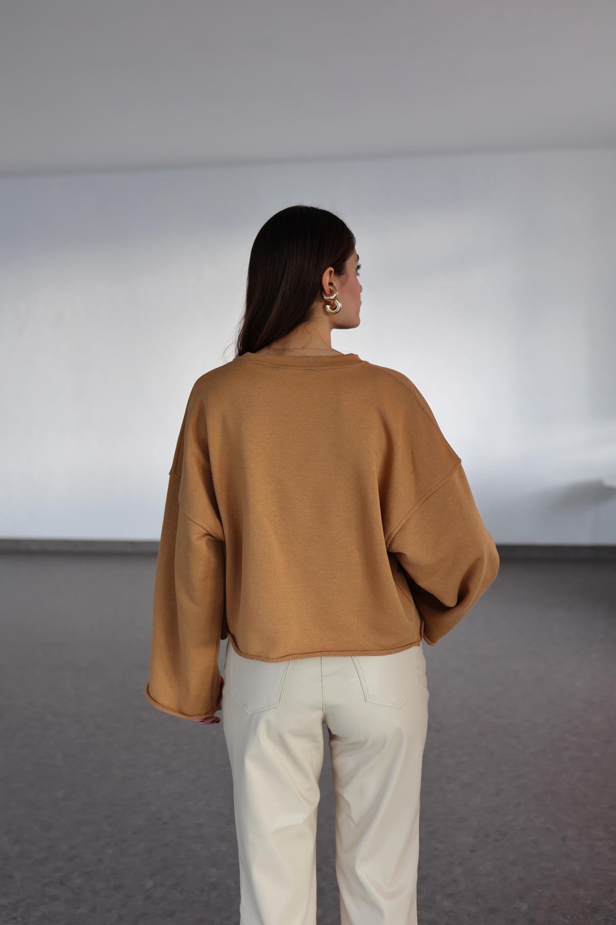 İspanyol Kol Basic Sütlü Kahve Sweat