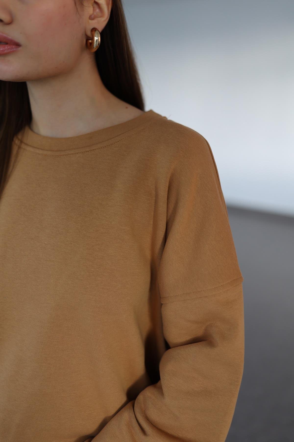İspanyol Kol Basic Sütlü Kahve Sweat