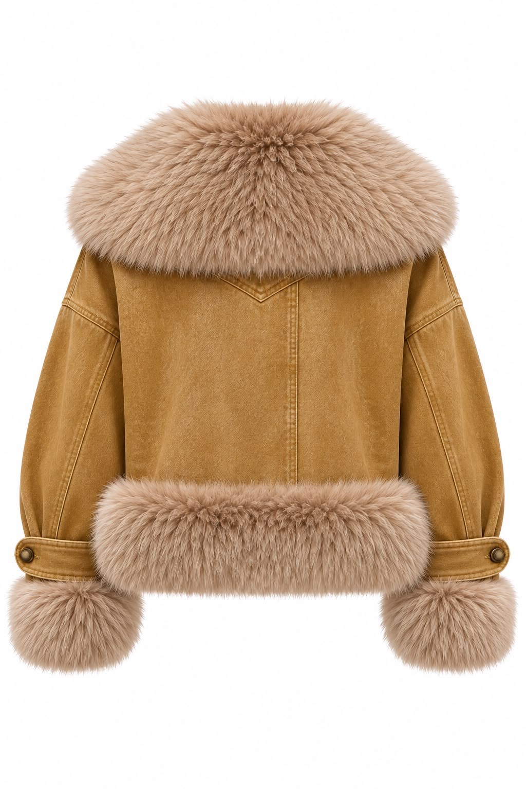 İthal Kürk Yaka Denim Mont