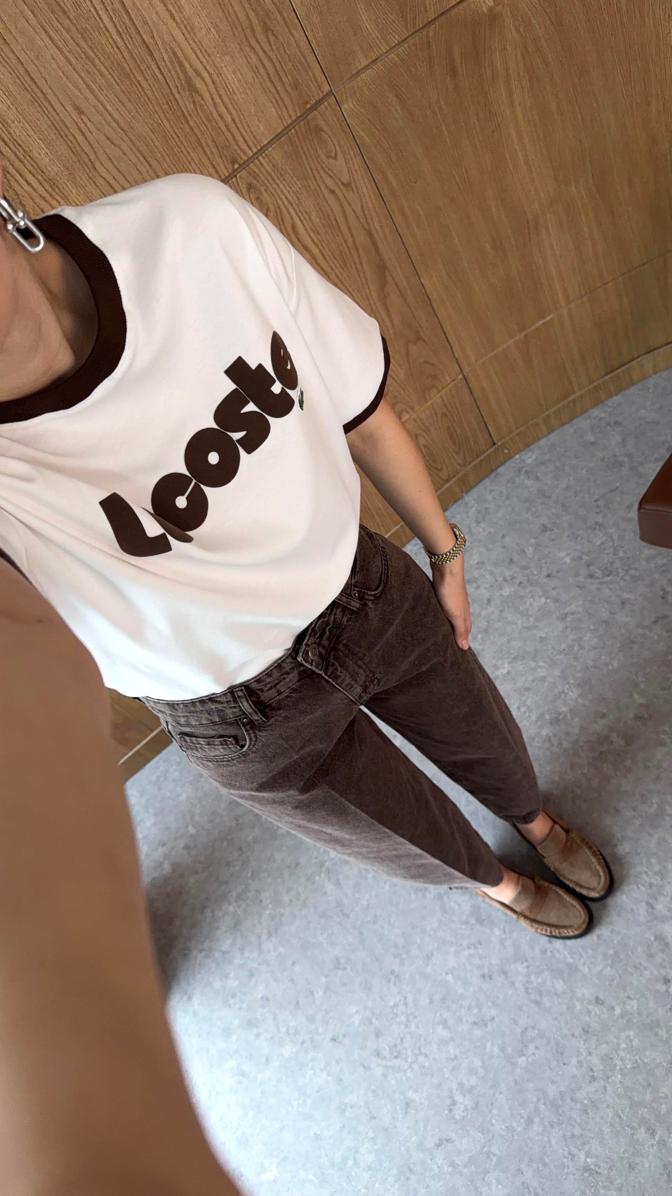 Kabartma Yazılı Coste Kahve Tshirt