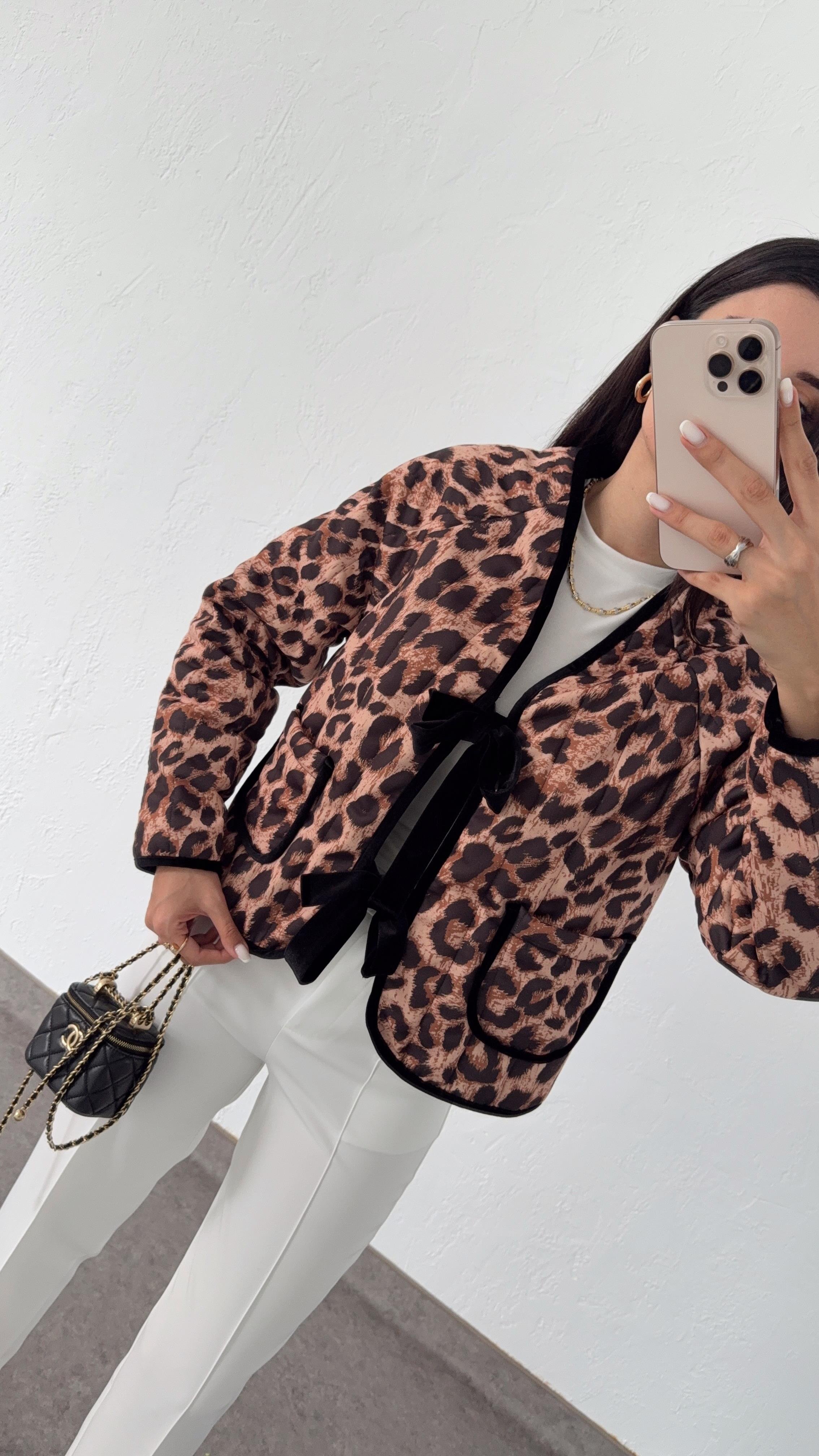 Kadife Biyeli Leopar Ceket